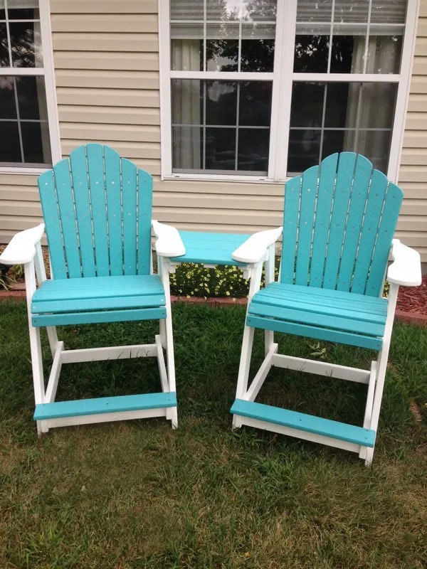 Green Country Decor Poly Adirondack Stool Set Tete-A-Tete Set Counter Height