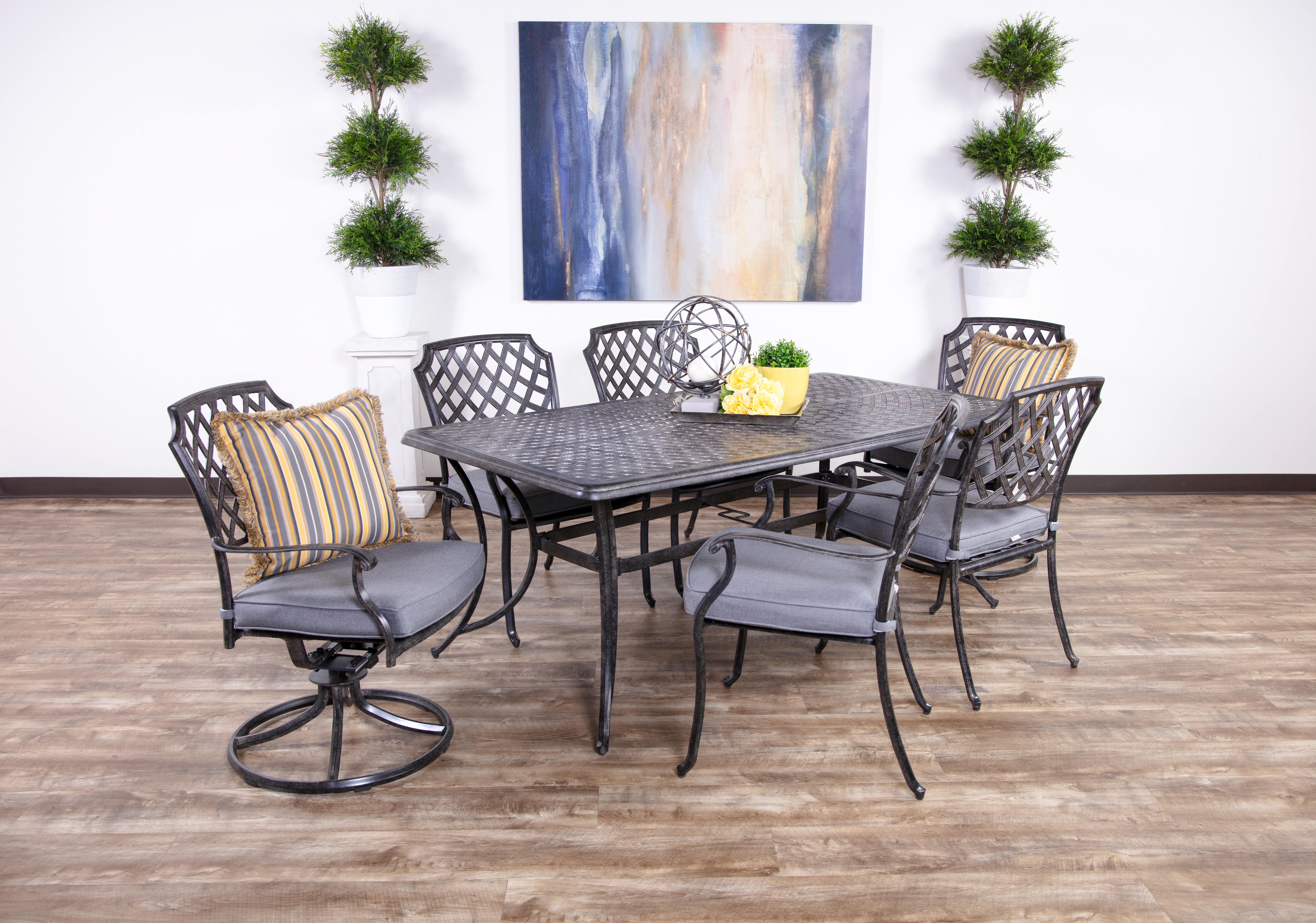 Kauai Casuals Dining Set Madelyn 7pc Cushion Aluminum Dining Set