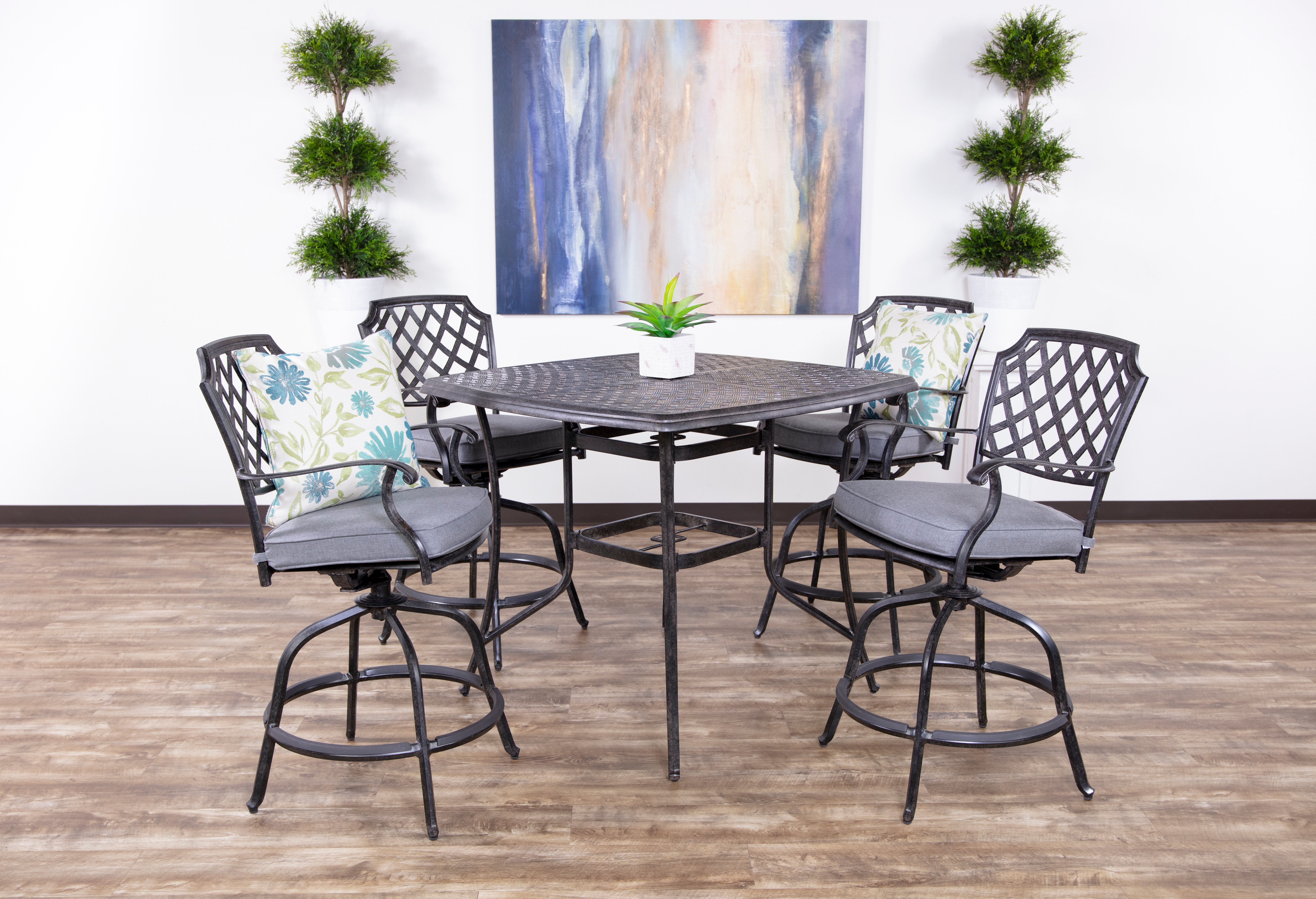 Kauai Casuals Pub Table Set Madelyn 5pc Cushion Pub Table Set