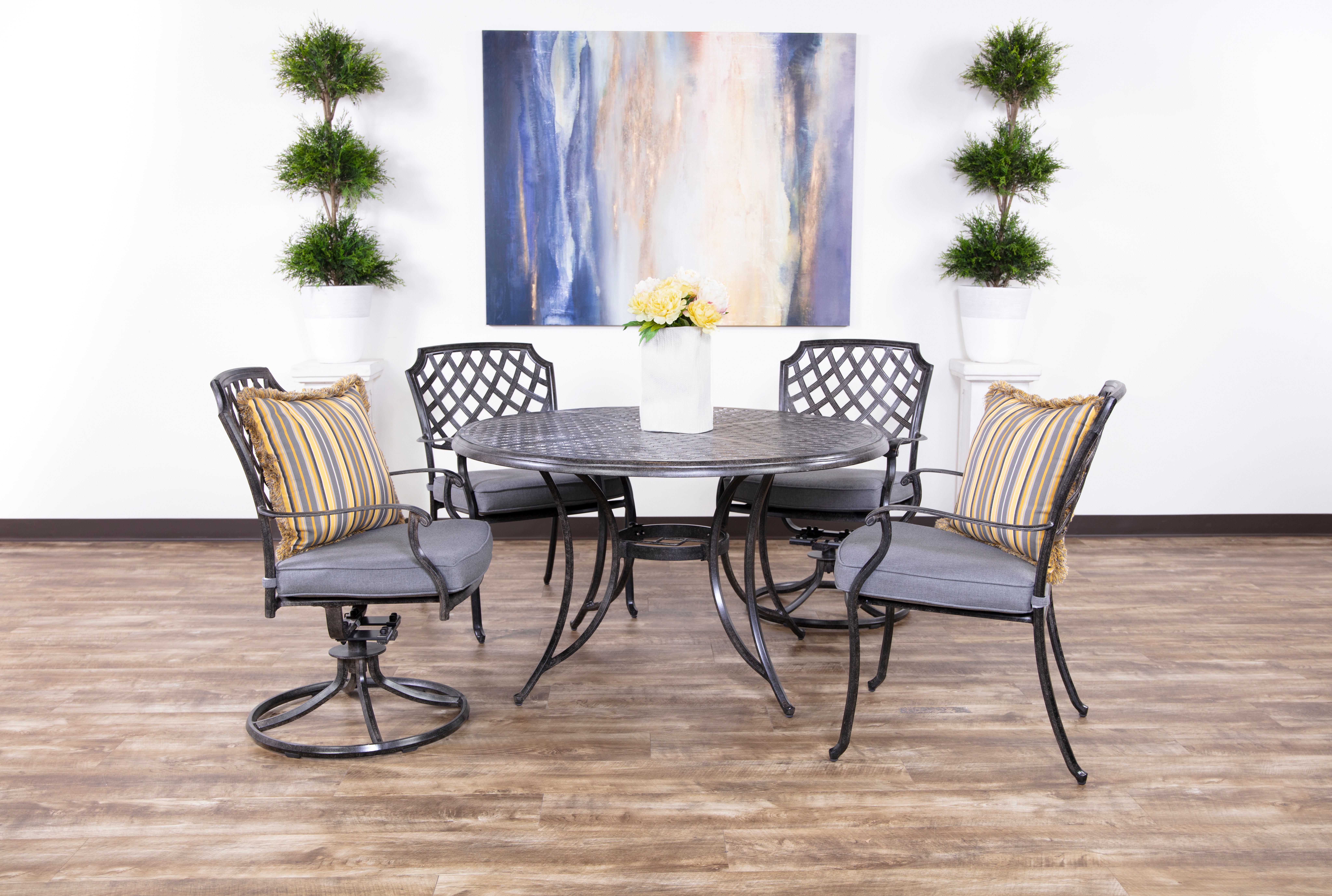 Kauai Casuals Dining Set Madelyn 5pc Cushion Aluminum Dining Set