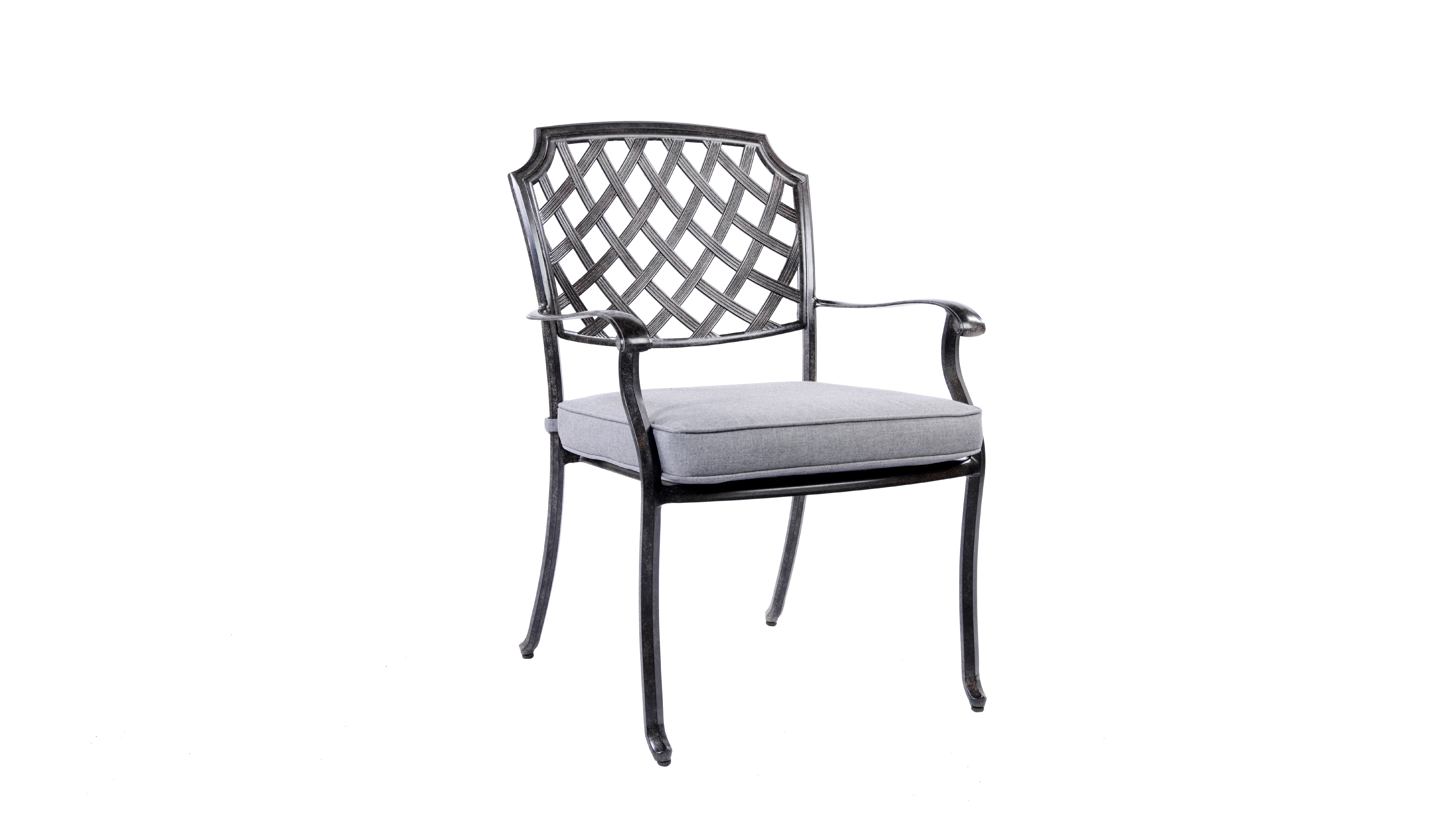Kauai Casuals Stationary Dining Chair Madelyn Cast Aluminum Cushion Stationary Dining Chair