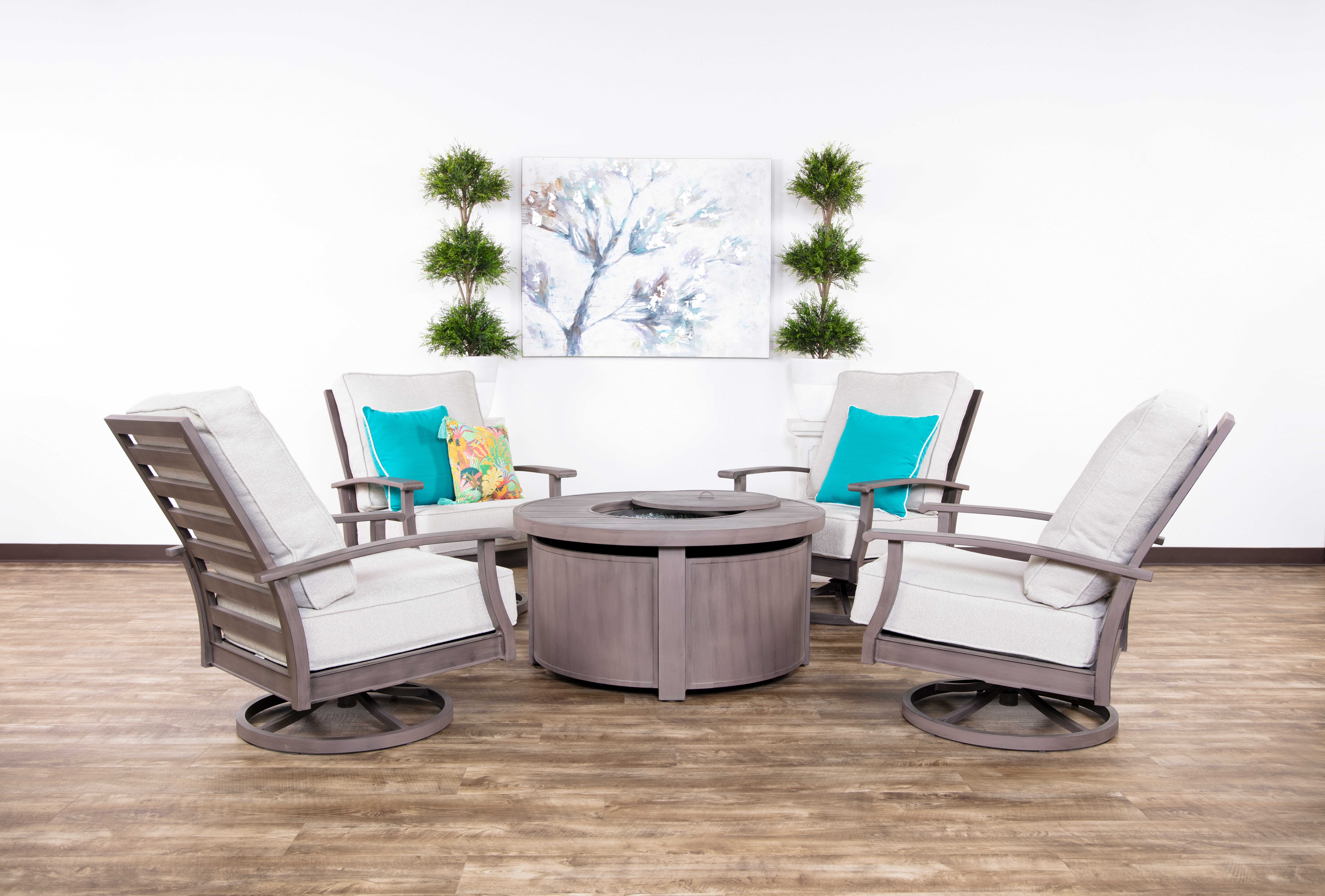 American Home Fire Pit Group Palms Fire Pit Aluminum Lounge Set