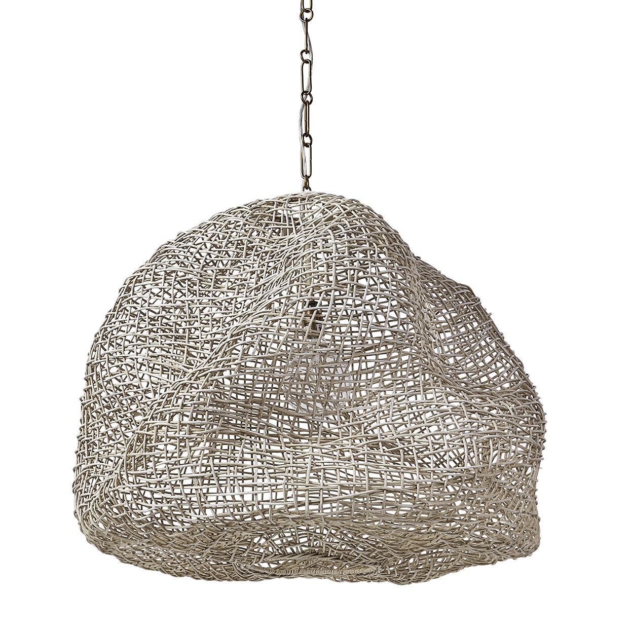 Palecek ANDORRA WICKER PENDANT, LARGE, WHITE 2726-03