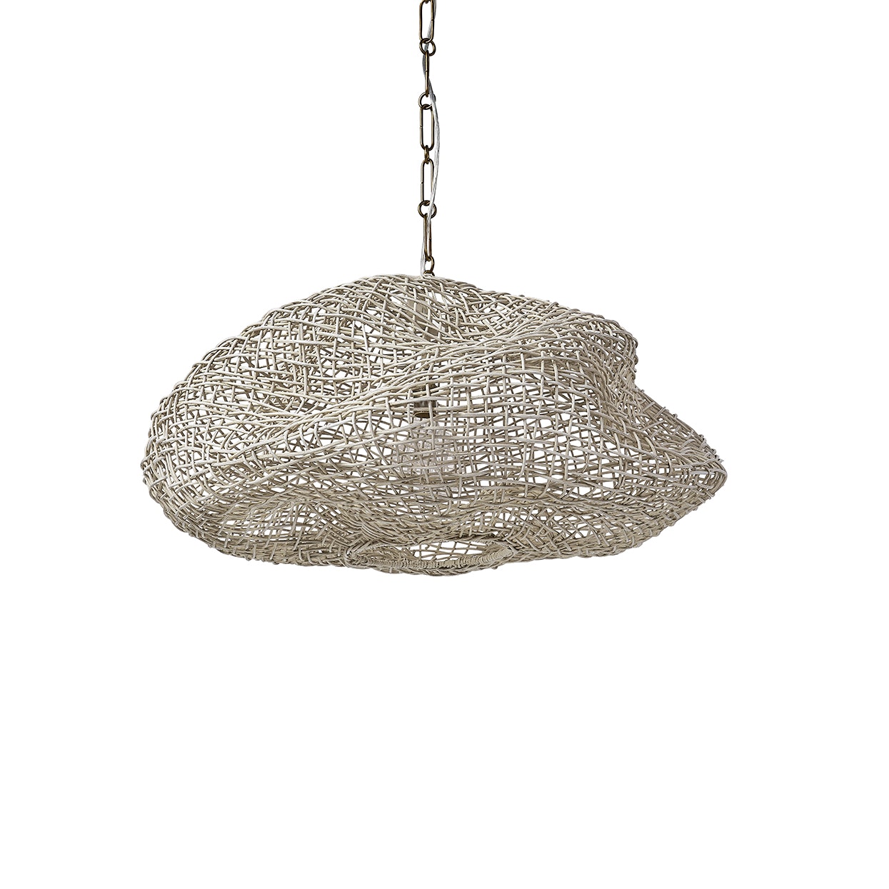 Palecek ANDORRA WICKER PENDANT, SMALL, WHITE 2736-03