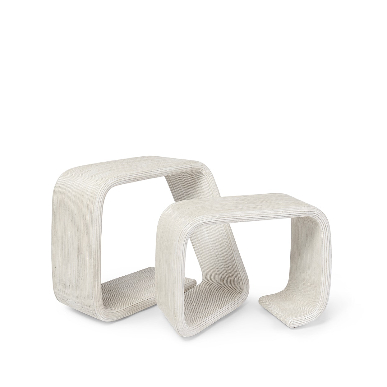 Palecek ALLEGRO RATTAN SIDE TABLE, WHITE 7124-03