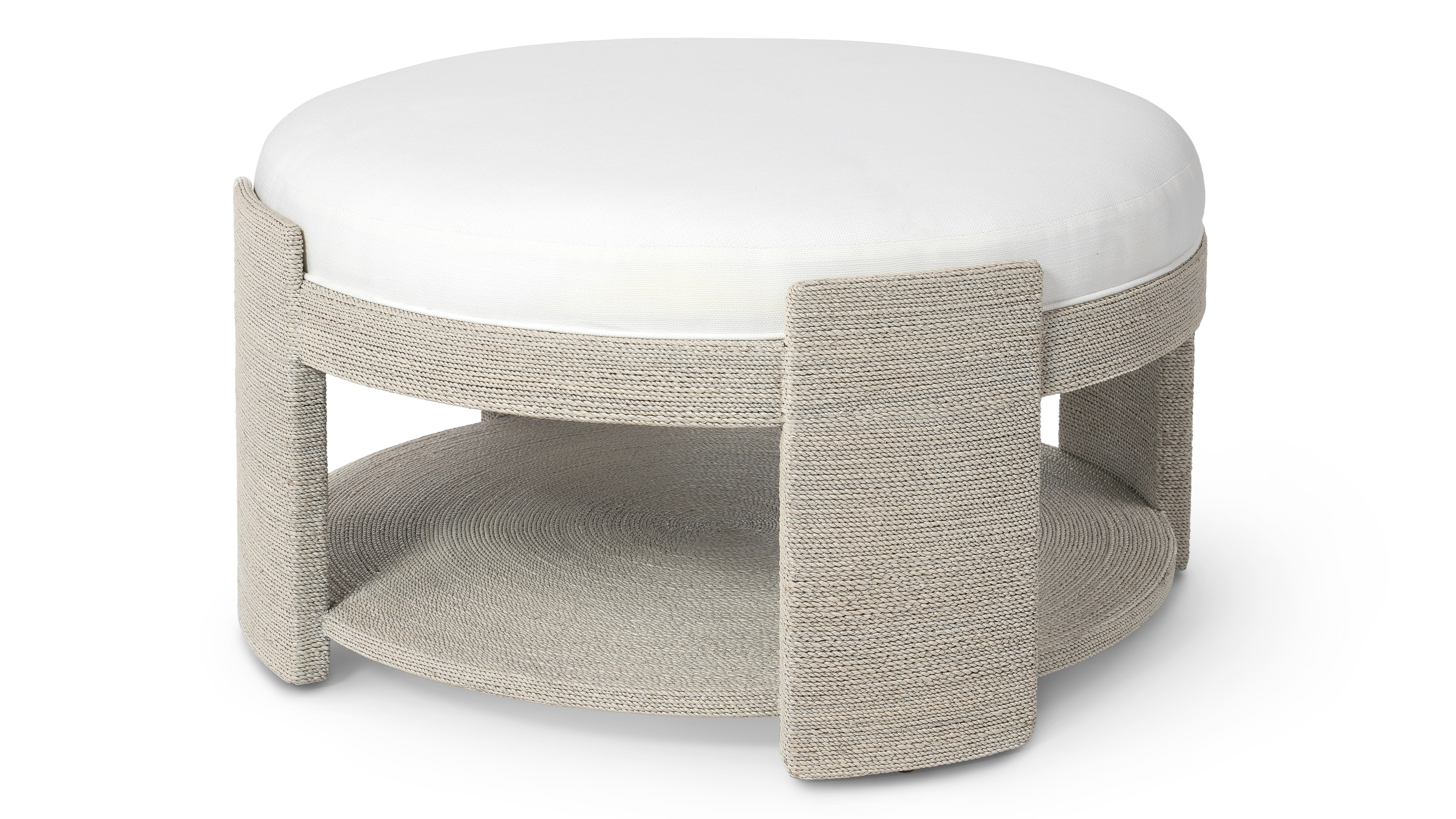 Palecek FAYE OTTOMAN, LARGE, WHITE SAND 7175-03