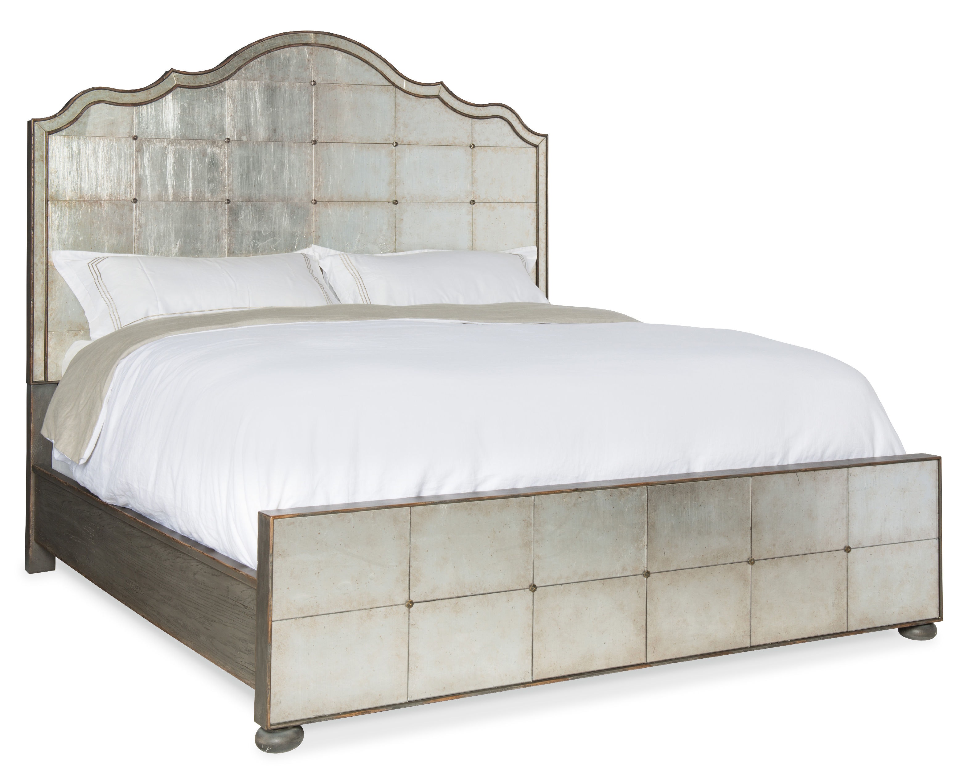 fghjfgjh Arabella California King Mirrored Panel Bed 1610-90160-EGLO