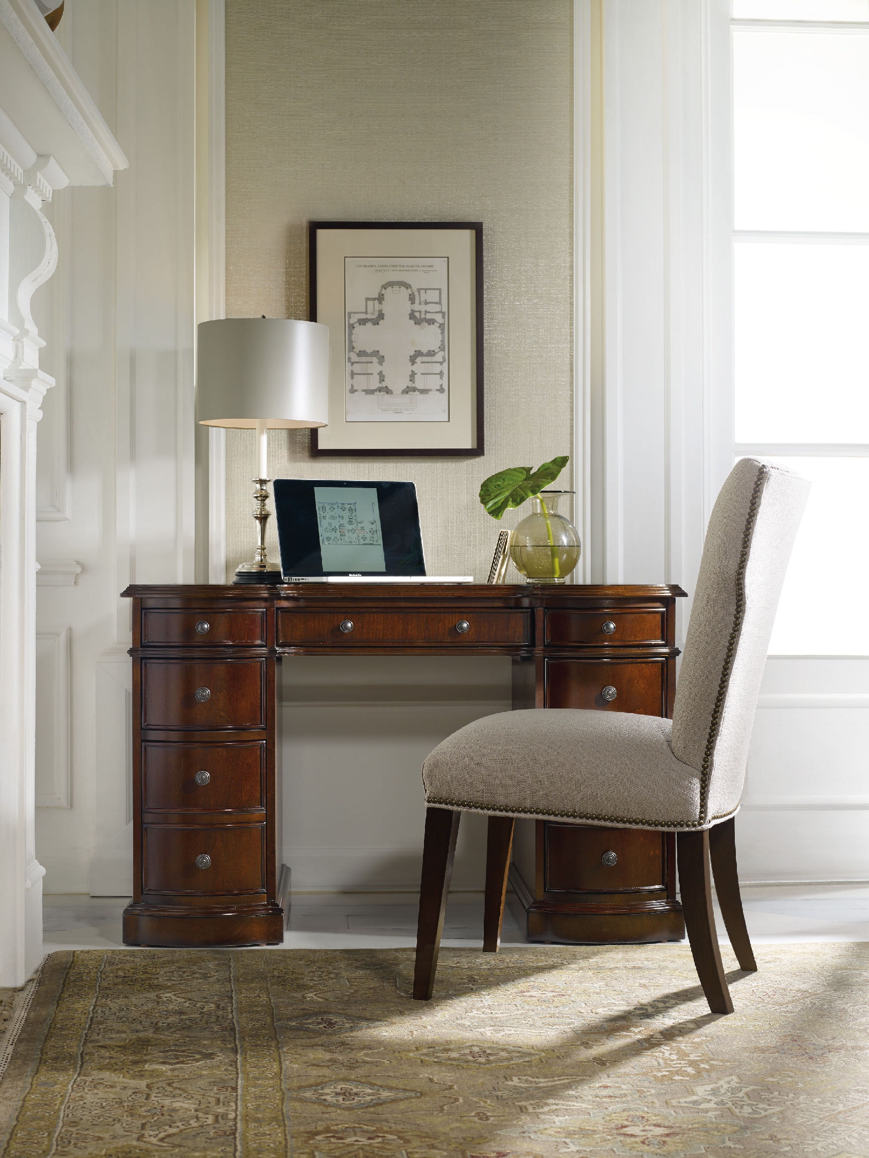 fghjfgjh Cherry Knee-Hole Desk-Bow Front 299-10-301