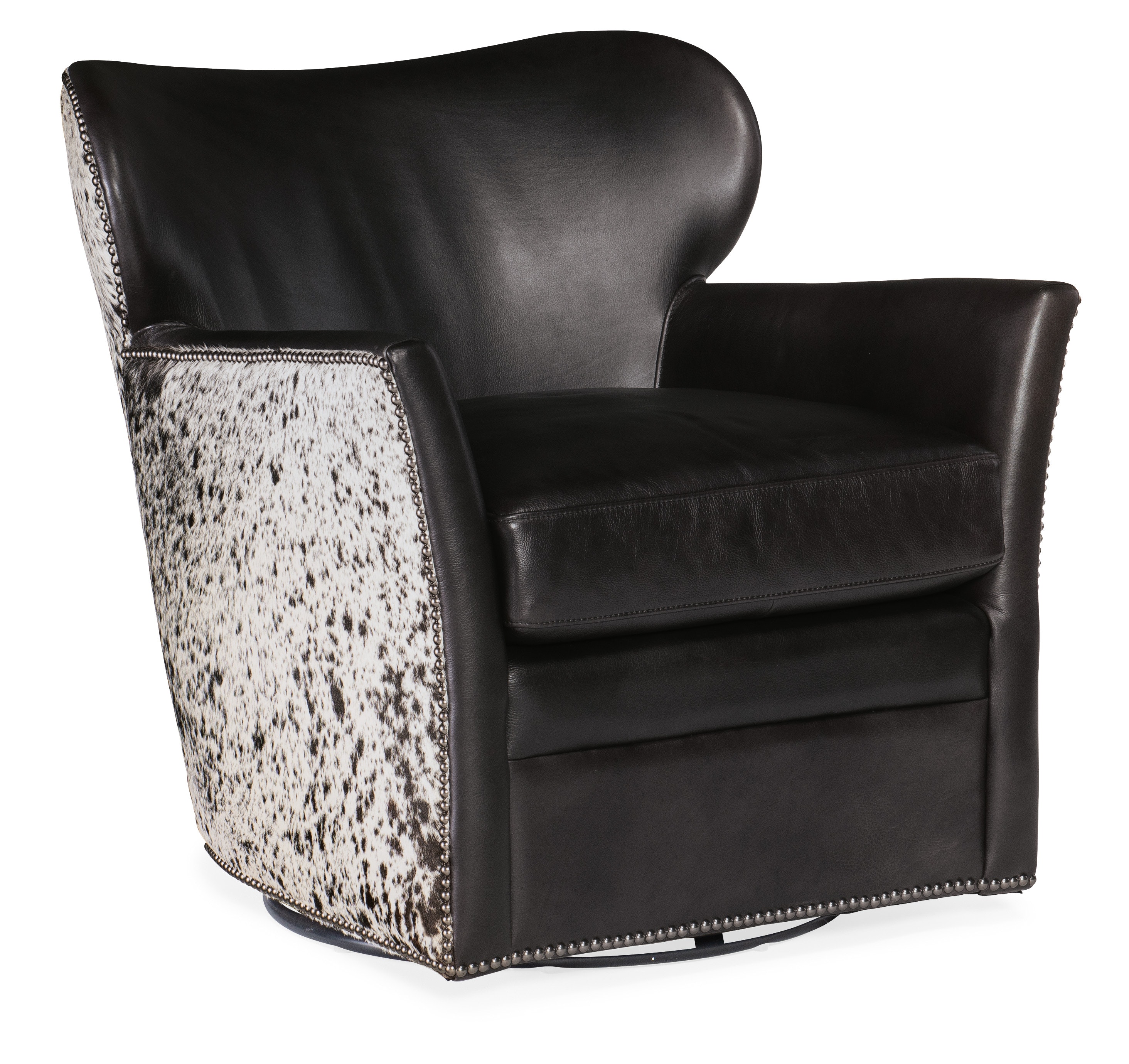 fghjfgjh Kato Leather Swivel Chair w/ Salt Pepper HOH CC469-SW-097