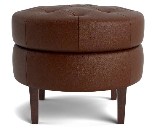 Bassett Small Leather Tufted Round Ottoman 1400-2525TL