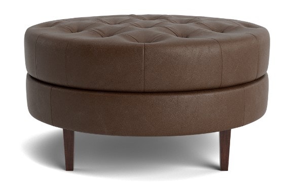 Bassett Medium Leather Tufted Round Ottoman 1400-3535TL