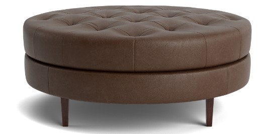 Bassett Large Leather Tufted Round Ottoman 1400-4545TL