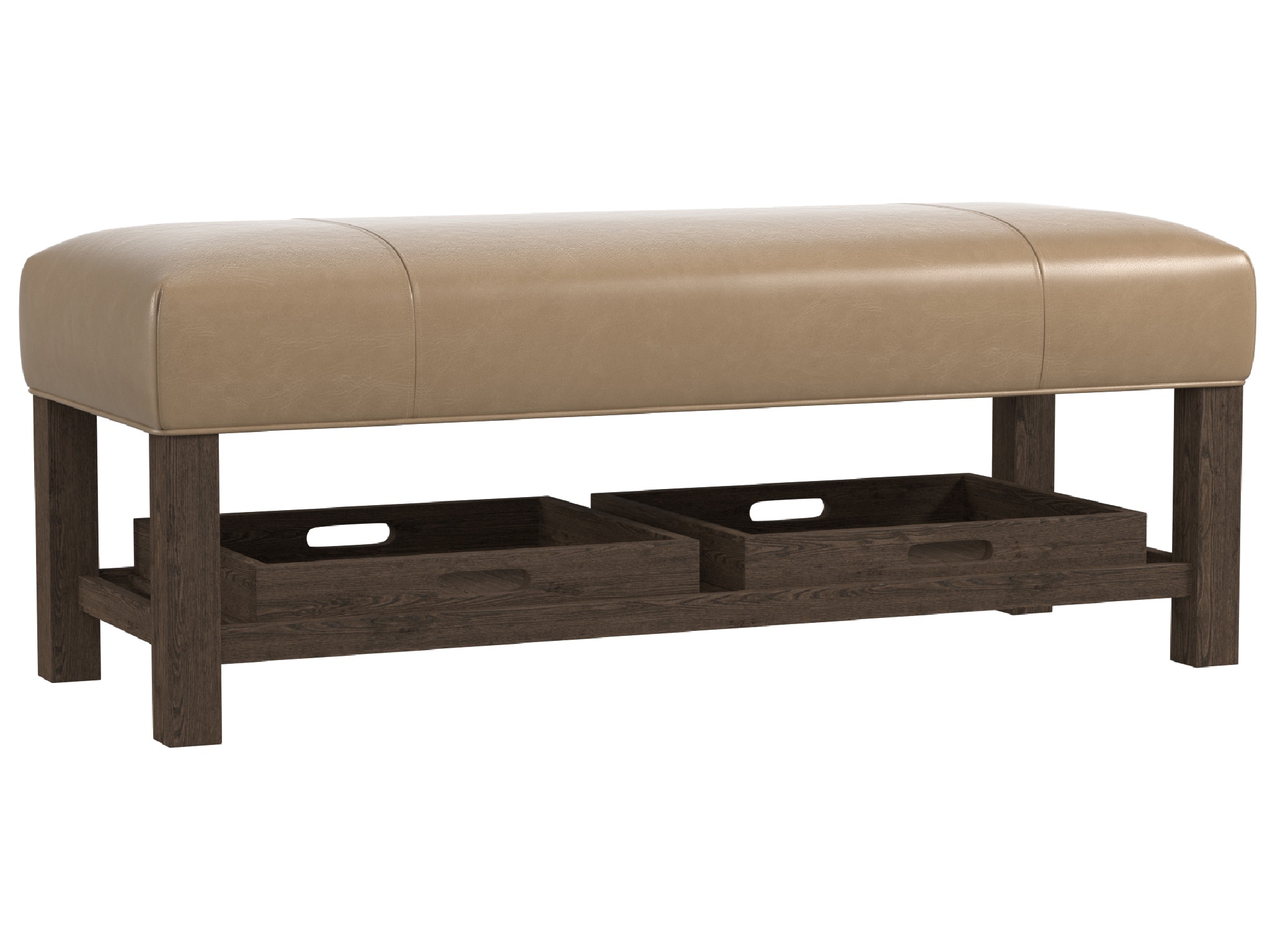 Bassett Leather Bench w/Trays 1508-5020L