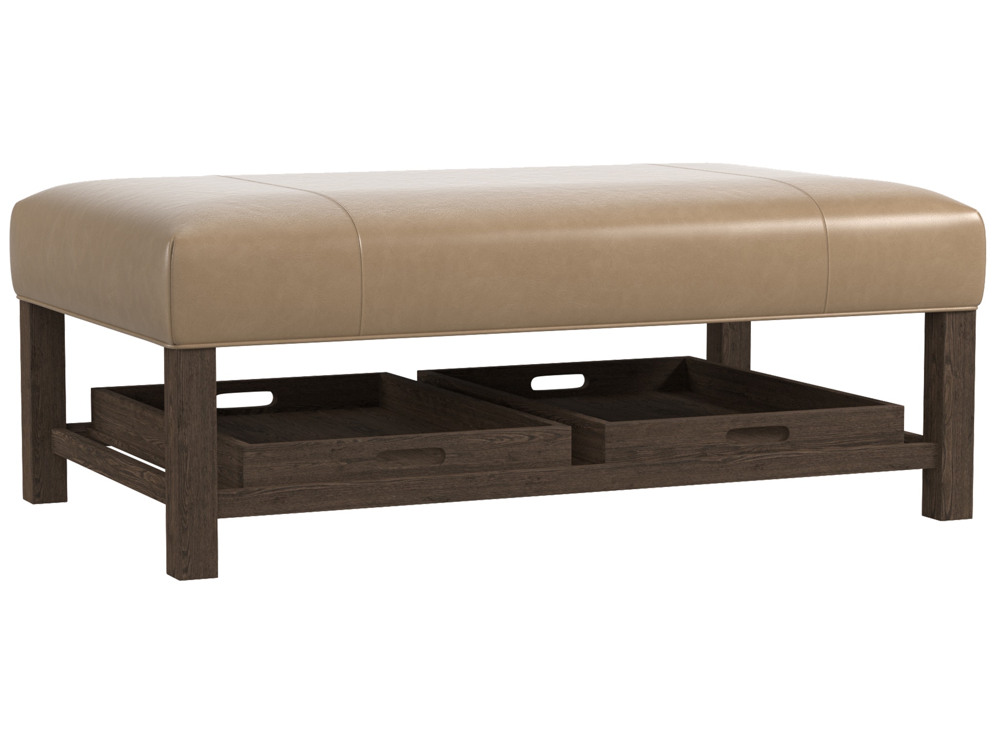 Bassett Leather Ottoman w/Trays 1508-5030L