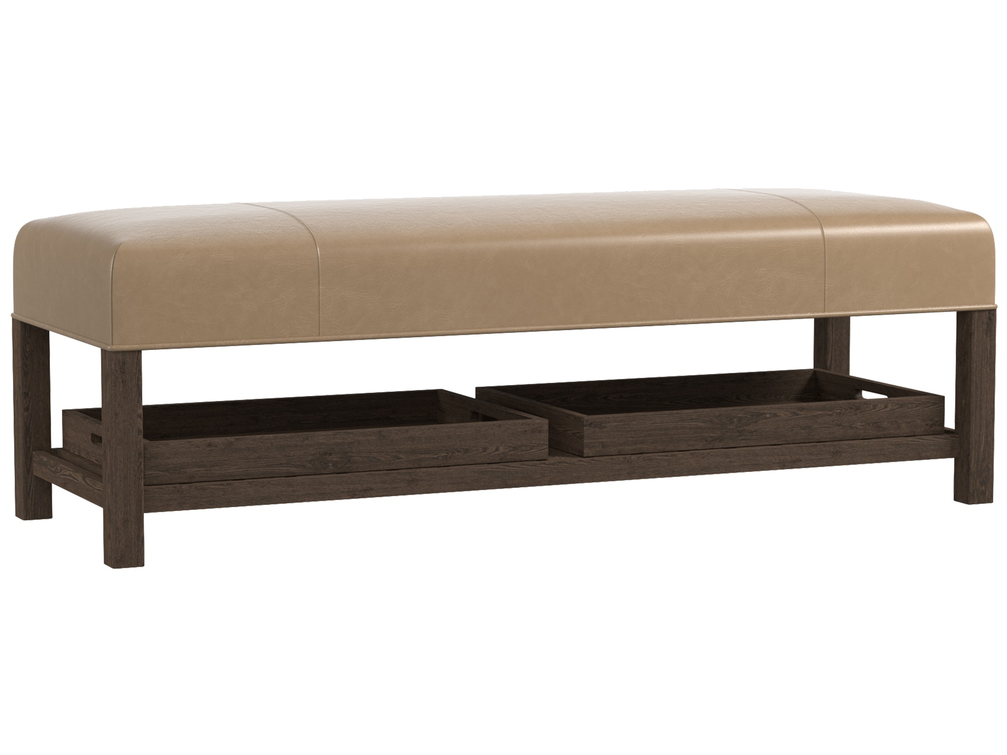 Bassett Leather Bench w/Trays 1508-6020L