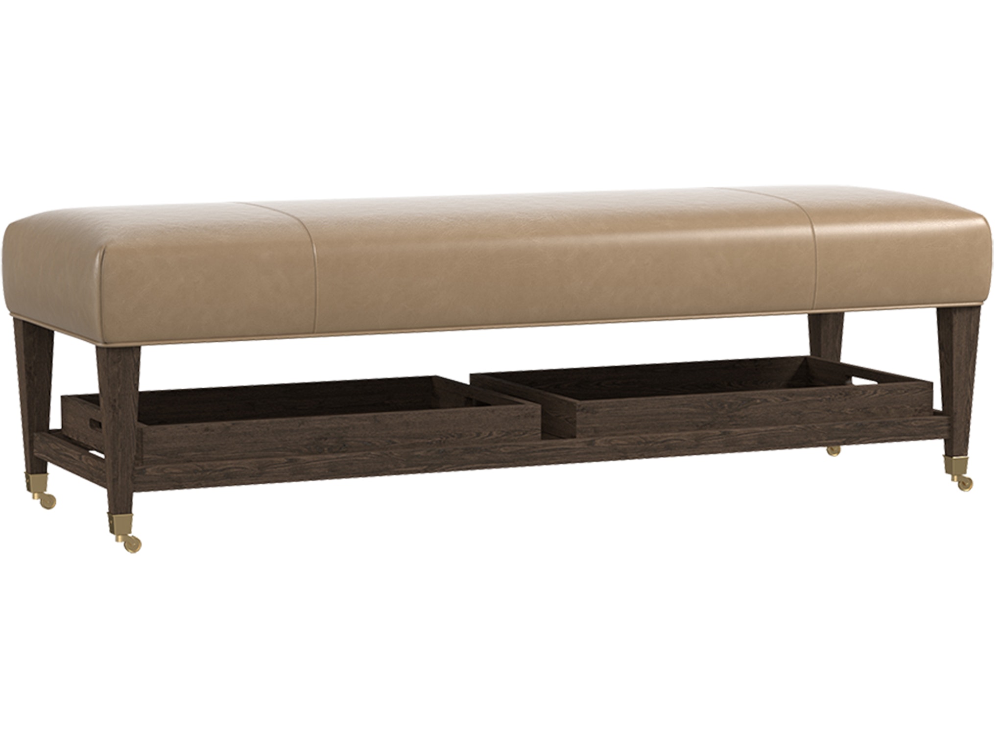 Bassett Leather Bench w/Trays 1510-6020L