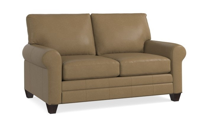 Bassett Leather Sock Arm Loveseat 3851-42L