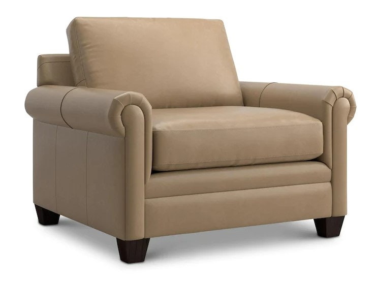Bassett Leather Panel Arm Chair and a Half 3887-18L