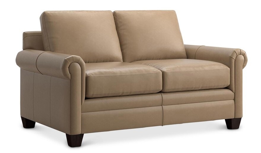 Bassett Leather Panel Arm Loveseat 3887-42L