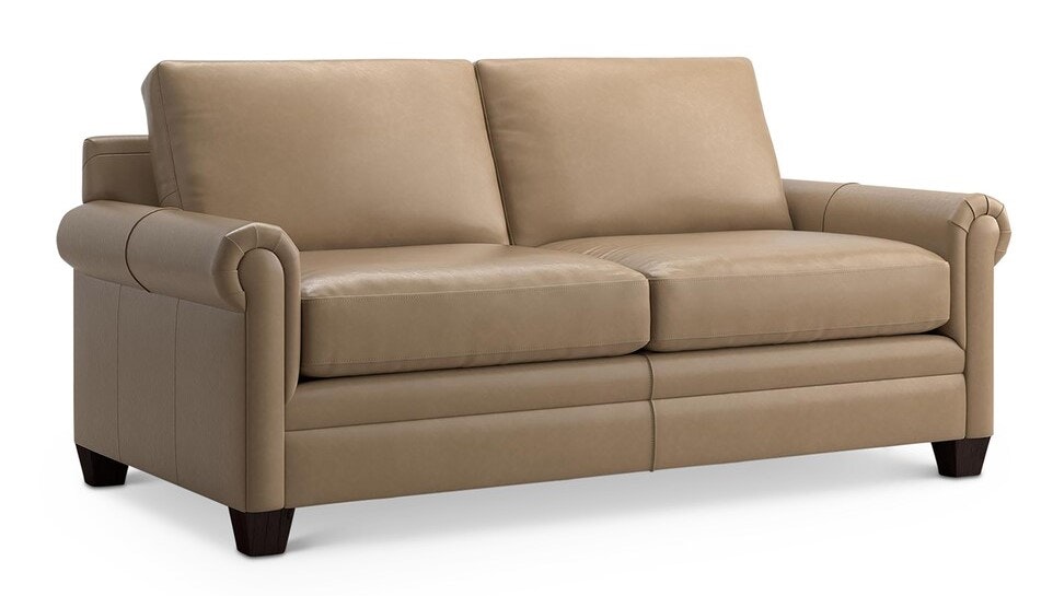 Bassett Leather Panel Arm Studio Sofa 3887-52L
