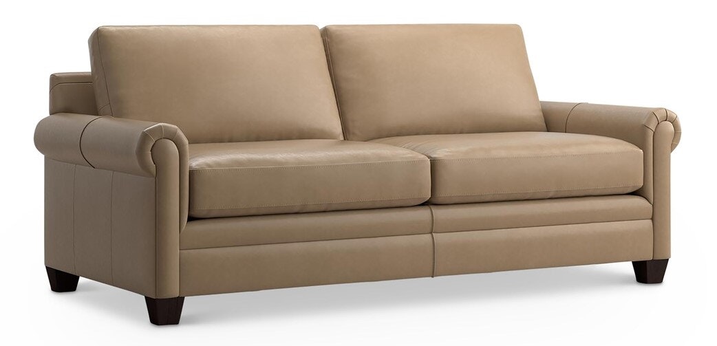 Bassett Leather Panel Arm Queen Sleeper 3887-6QL