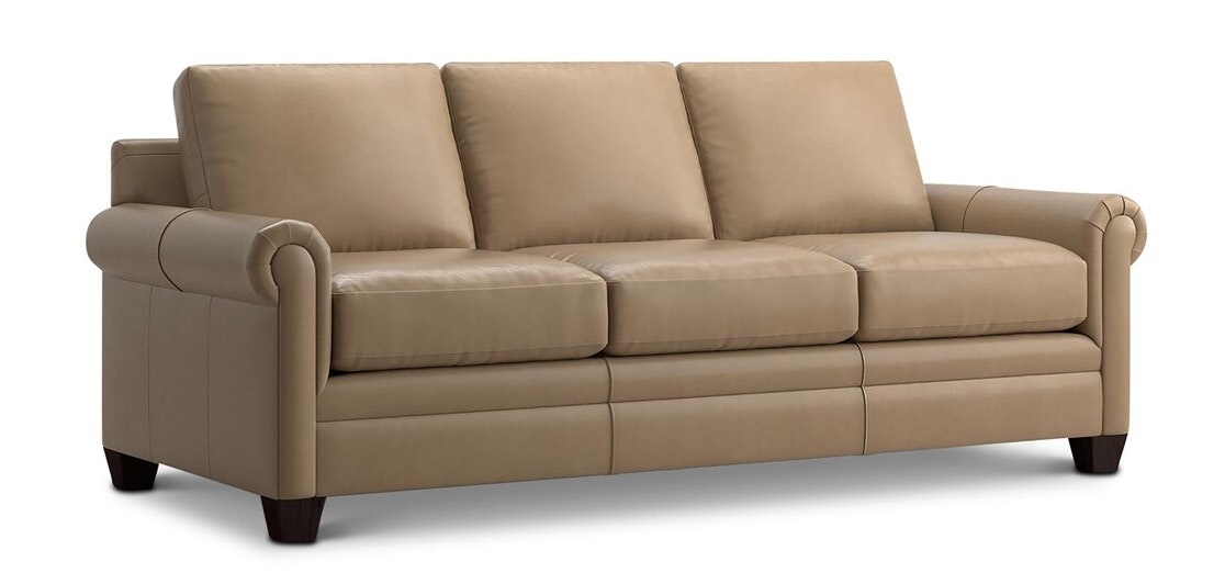Bassett Leather Panel Arm Queen Sleeper 3887-7QL