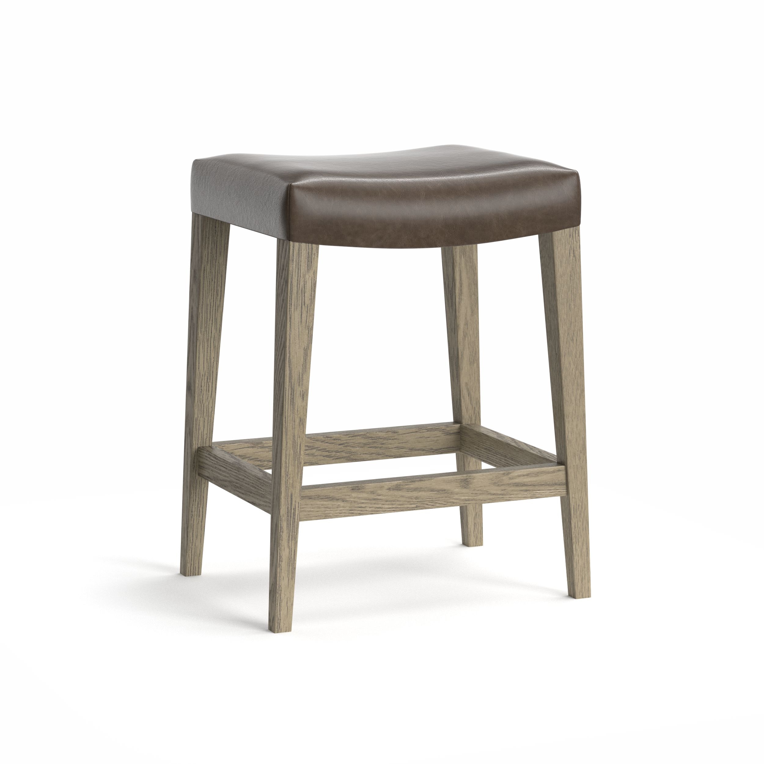 BENCHMADE Oak Leather Saddle Stool 4121-0188L