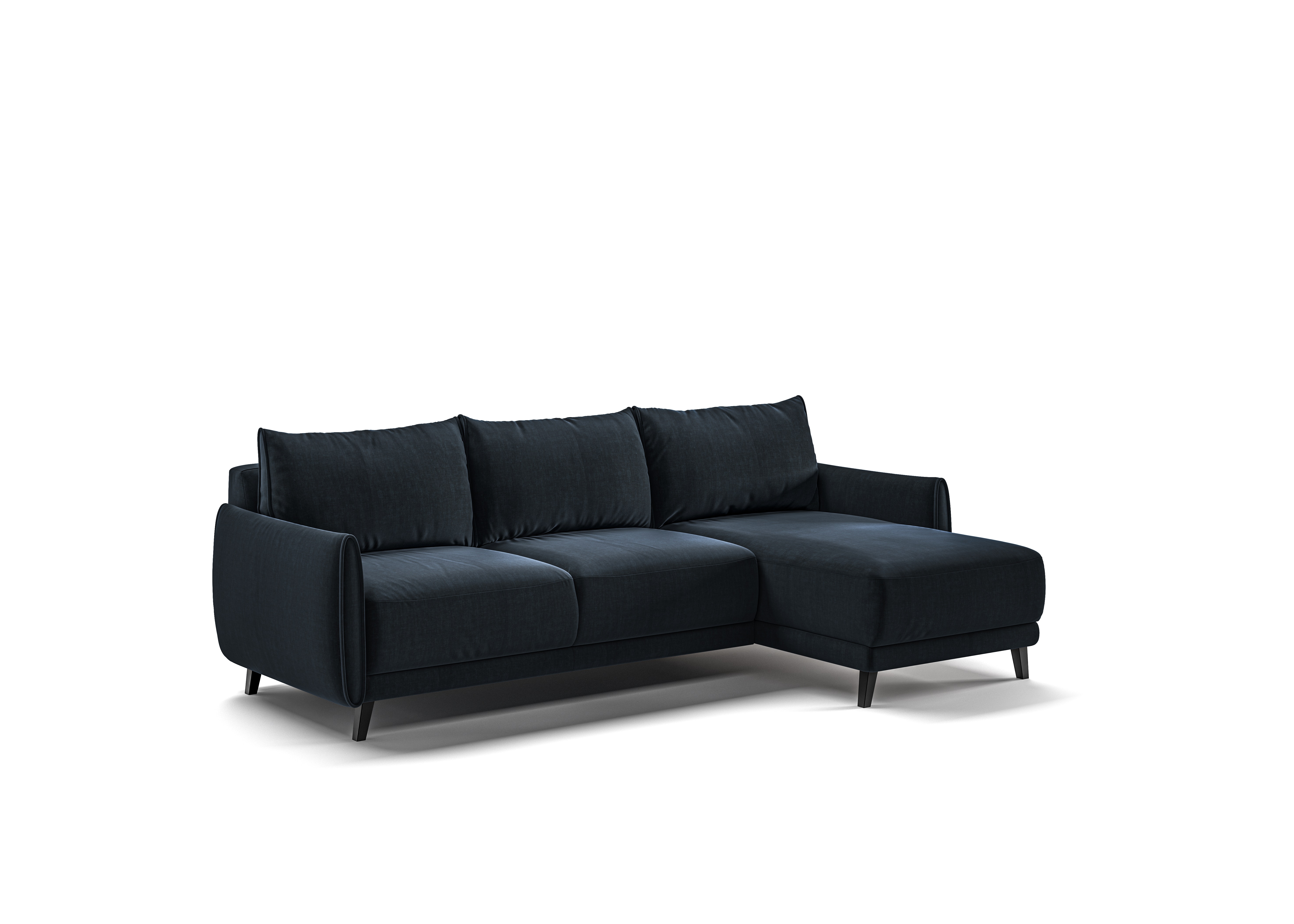 Luonto Furniture Dolphin Full XL Sectional (Reversible Chaise Loveseat Sleeper) - Glamour 13 - 133/12 Black DOLP-CED-FOU-GLAM/13-133/12-BK