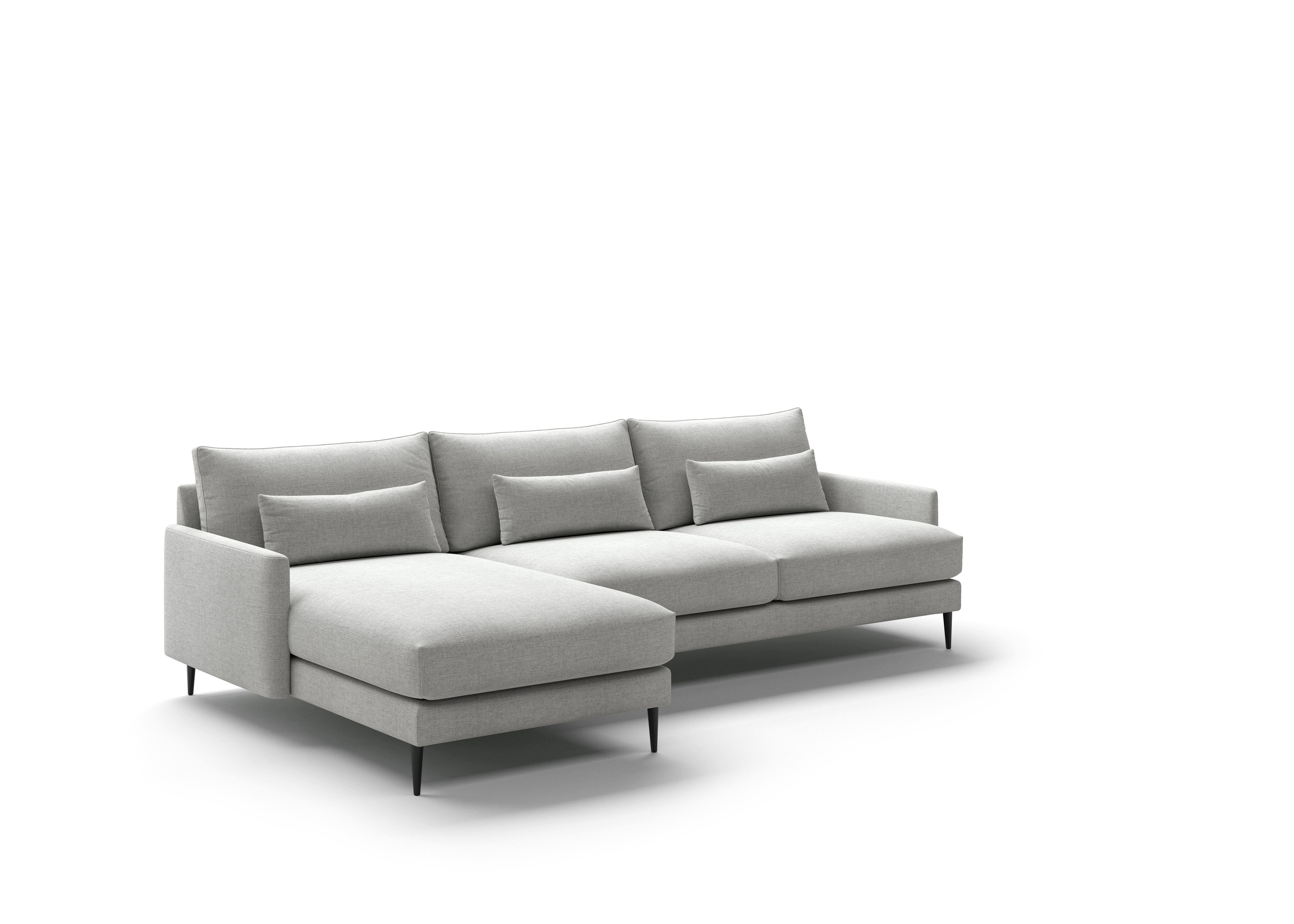 Luonto Furniture Liam Sofa Sectional (Reversible Chaise) - Atlantic 01 - 227/15 Black LIAM-K1L-D71-FU-K1R-ATLA/01-227/15-BK