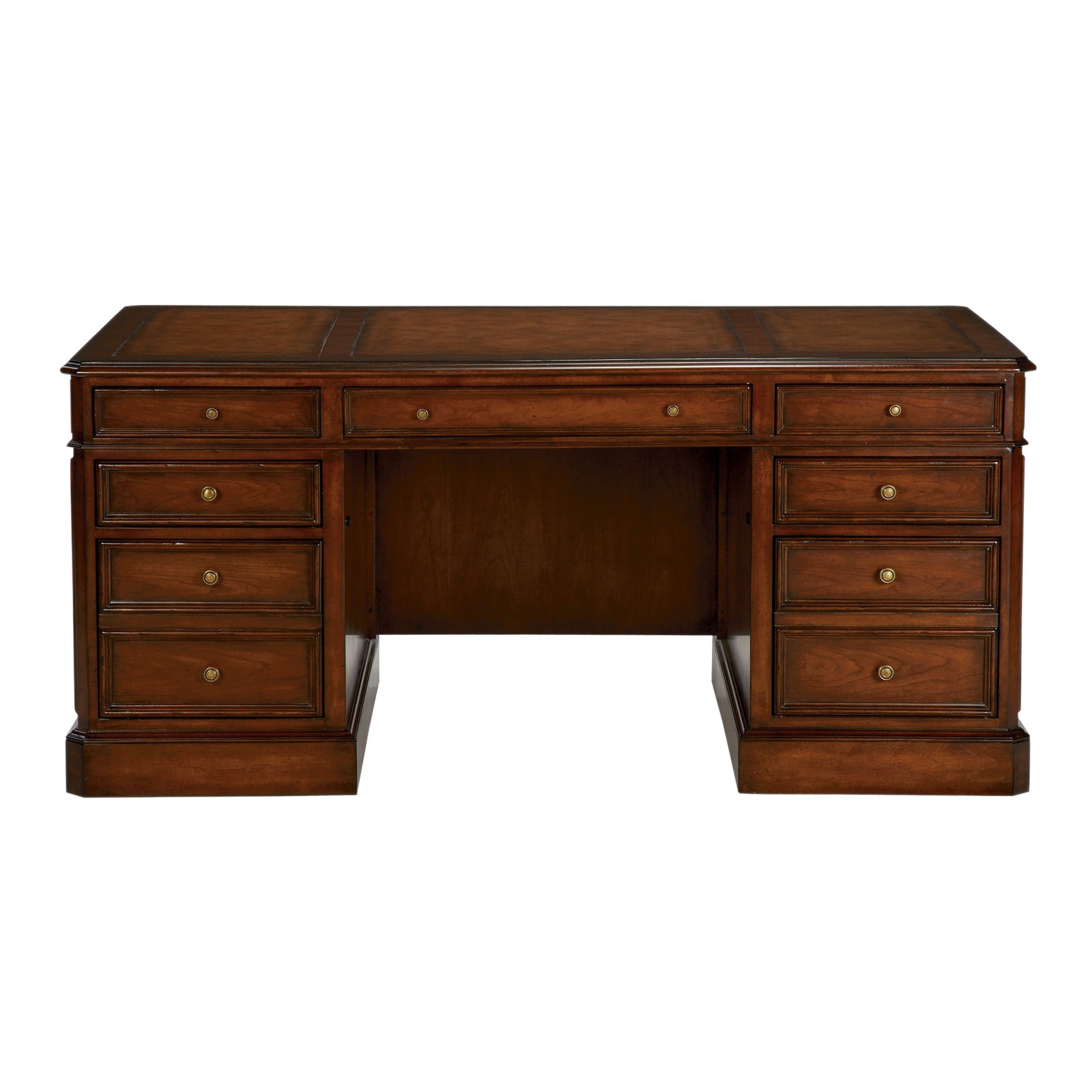 Ethan Allen Buckley Leather-Top Pedestal Desk 139370L
