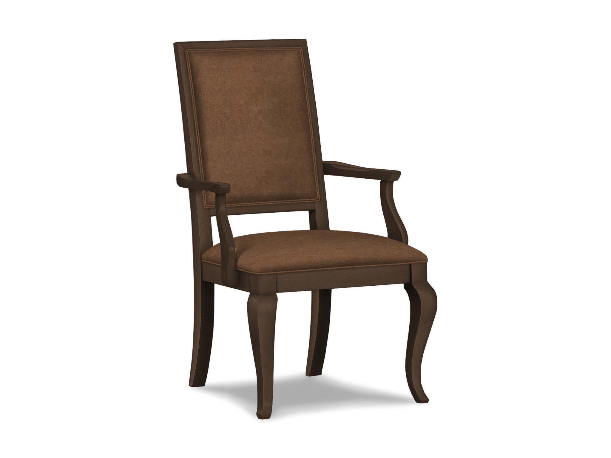 Ethan Allen Hayden Cabriole-Leg Leather Armchair 727175