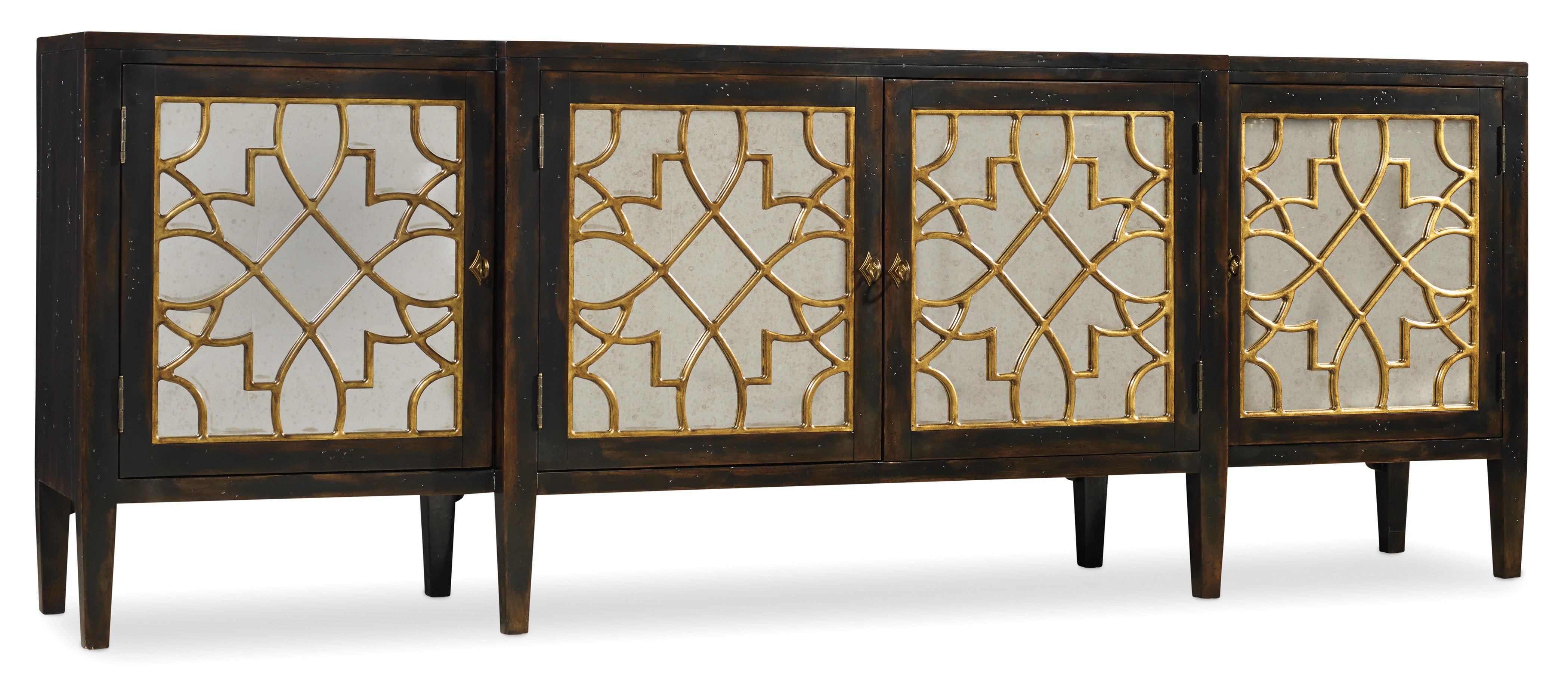 Hooker Furniture Sanctuary Four Door Mirrored Console- Ebony 3005-85005
