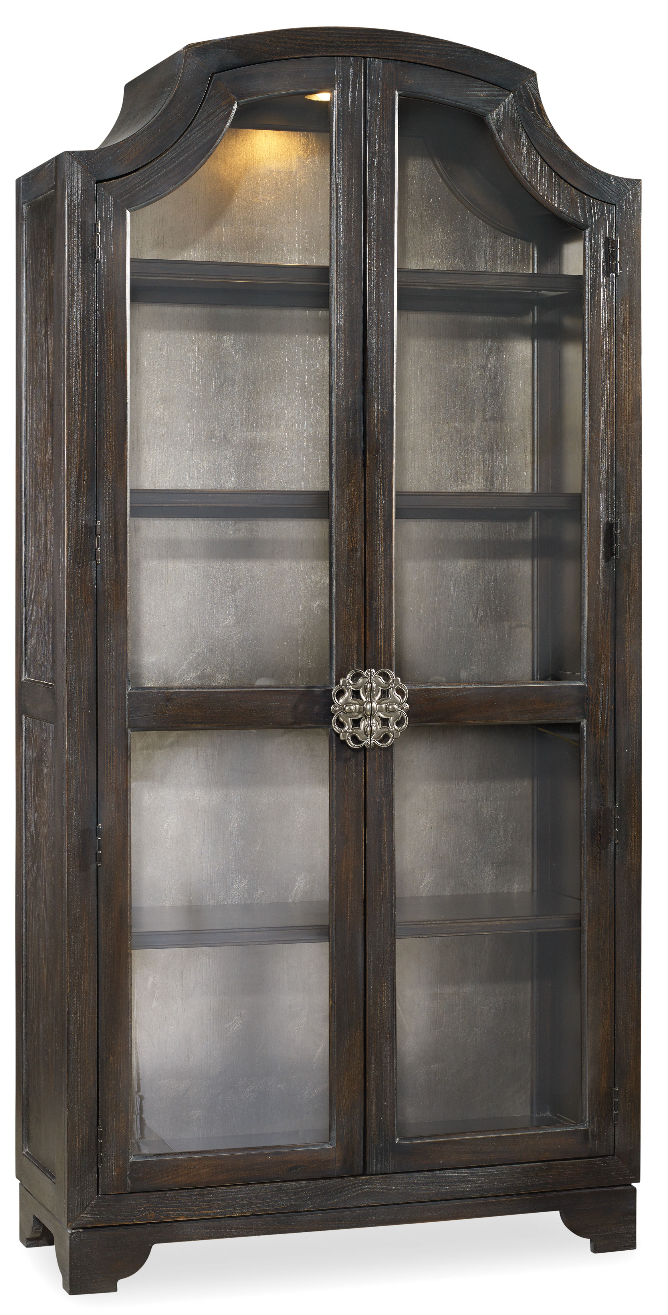 Hooker Furniture Sanctuary Glass Bunching Curio-Ebony Antiqued Oak 3031-50001
