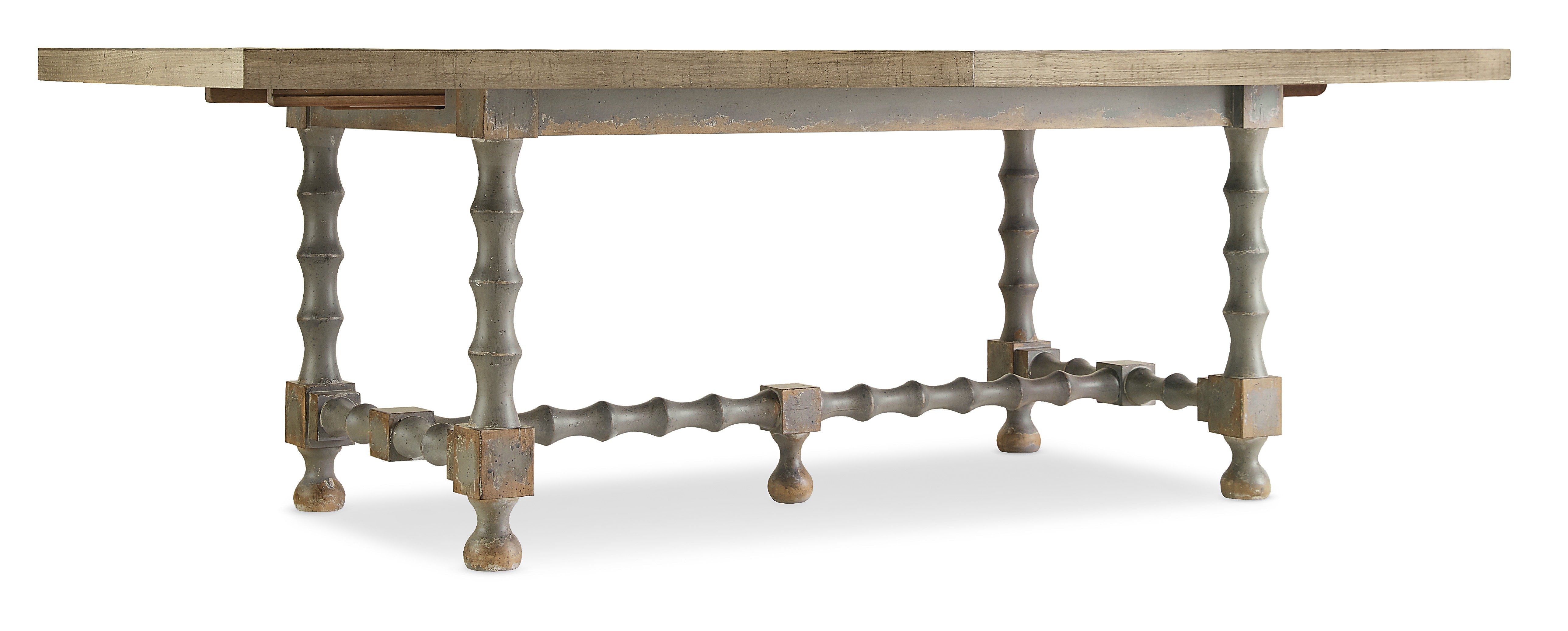 Hooker Furniture Ciao Bella 84in Trestle Table w/ 2-18in Leaves-Natural/Gray 5805-75200-85