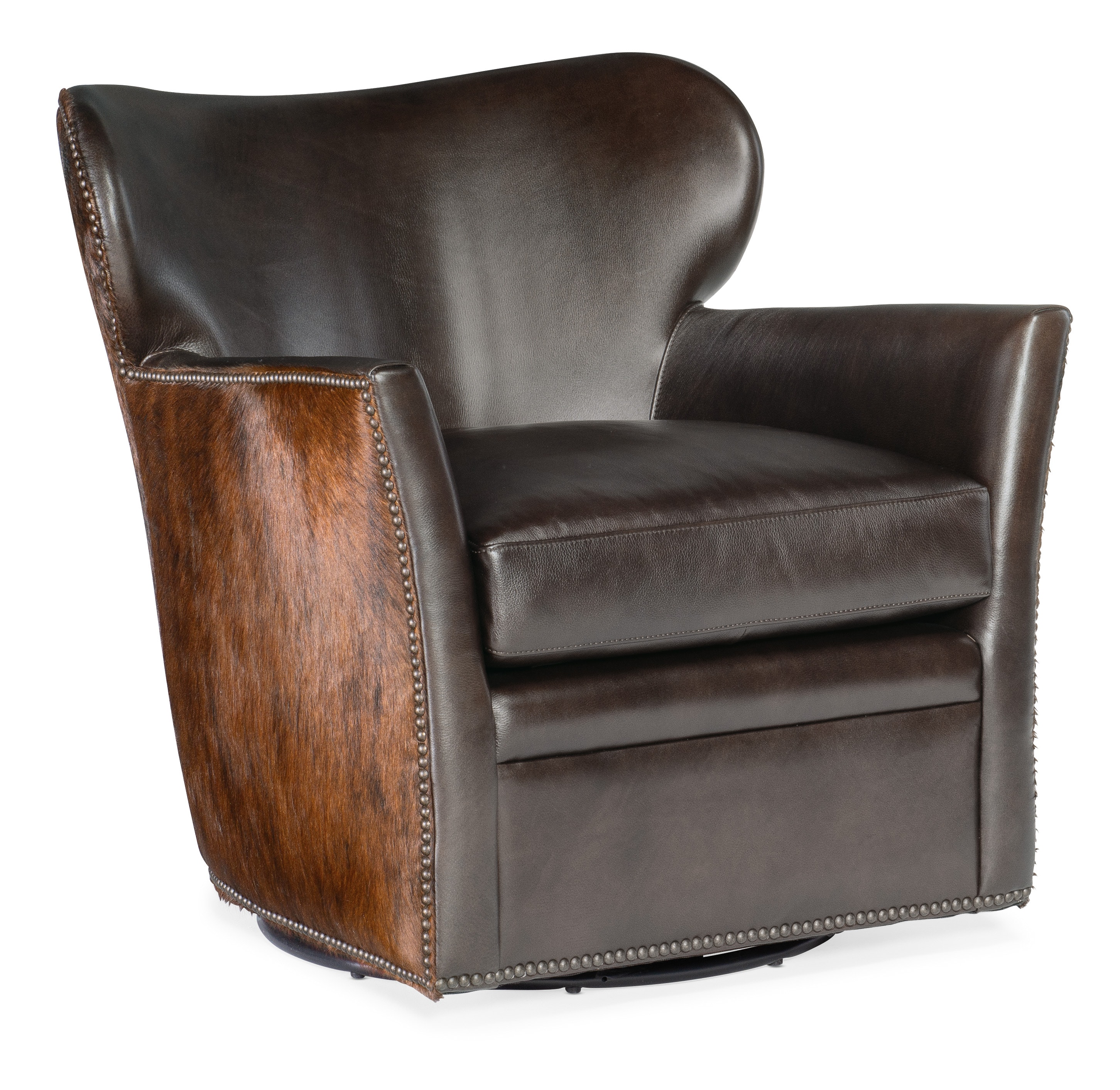 Hooker Furniture Kato Leather Swivel Chair w/ Dark HOH CC469-SW-089