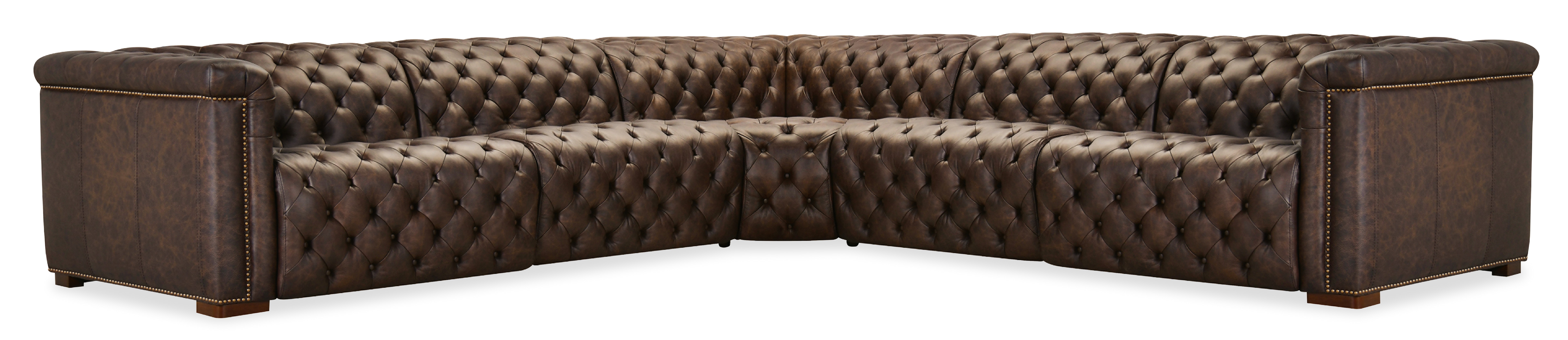 Hooker Furniture Savion Deux 5 Seat Sectional with Four Power Recliners and Six Power Headrests SS435-5PC4-089