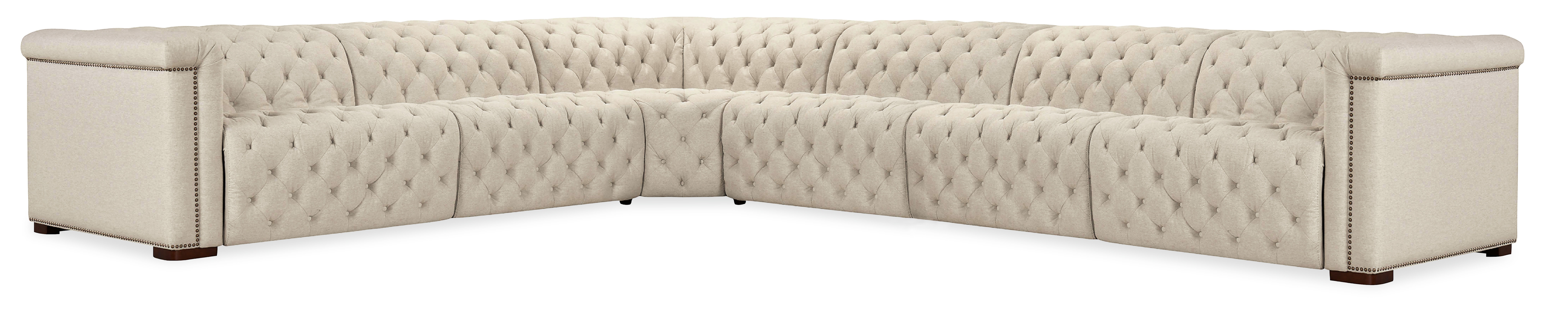 Hooker Furniture Savion Deux 6 Seat Sectional with Three Power Recliners and Seven Power Headrests SS435-6PC3-414