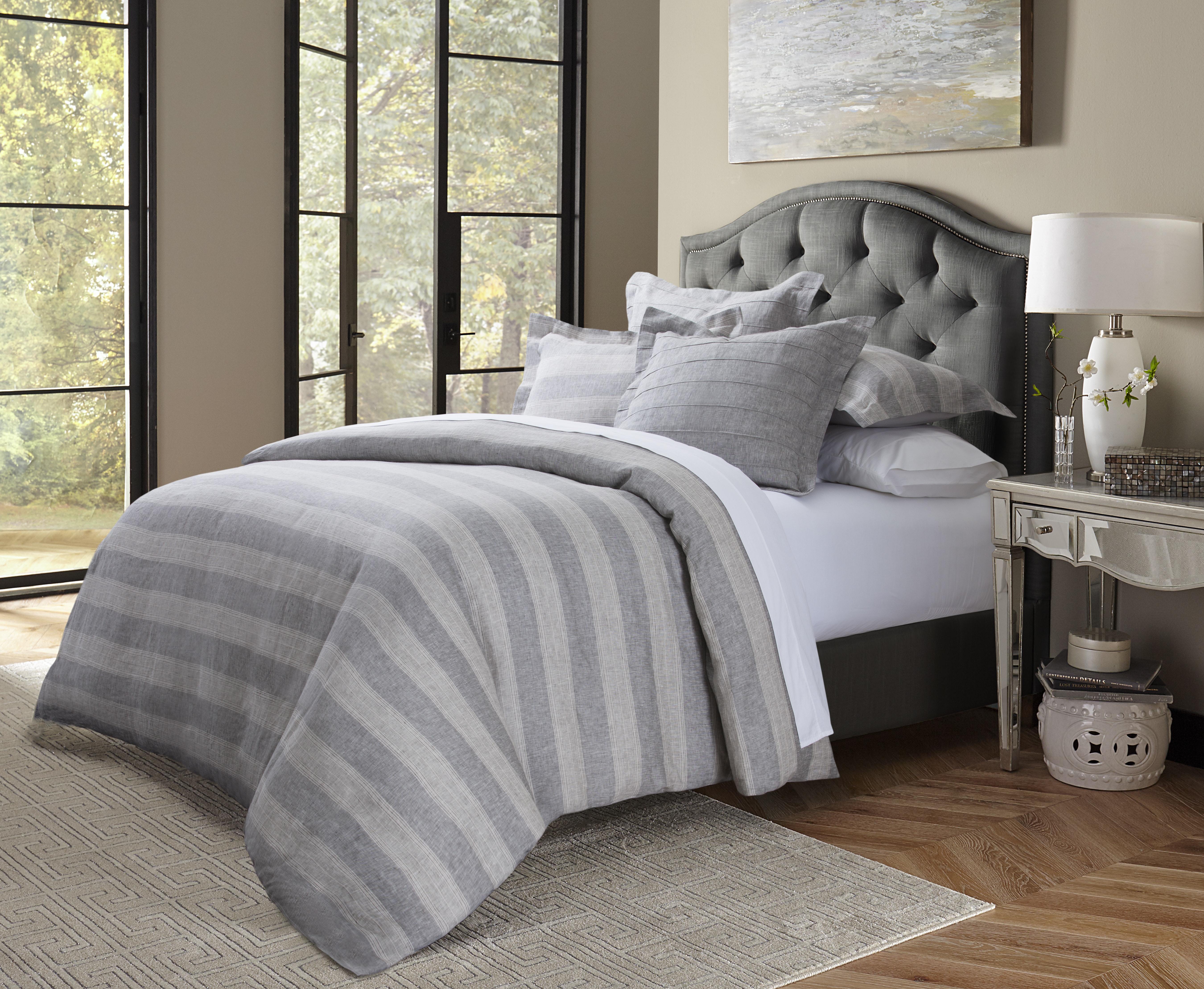 Michael Amini Duvet Set - 6-Piece King - Gray BCS-KD06-ALBNY-GRY