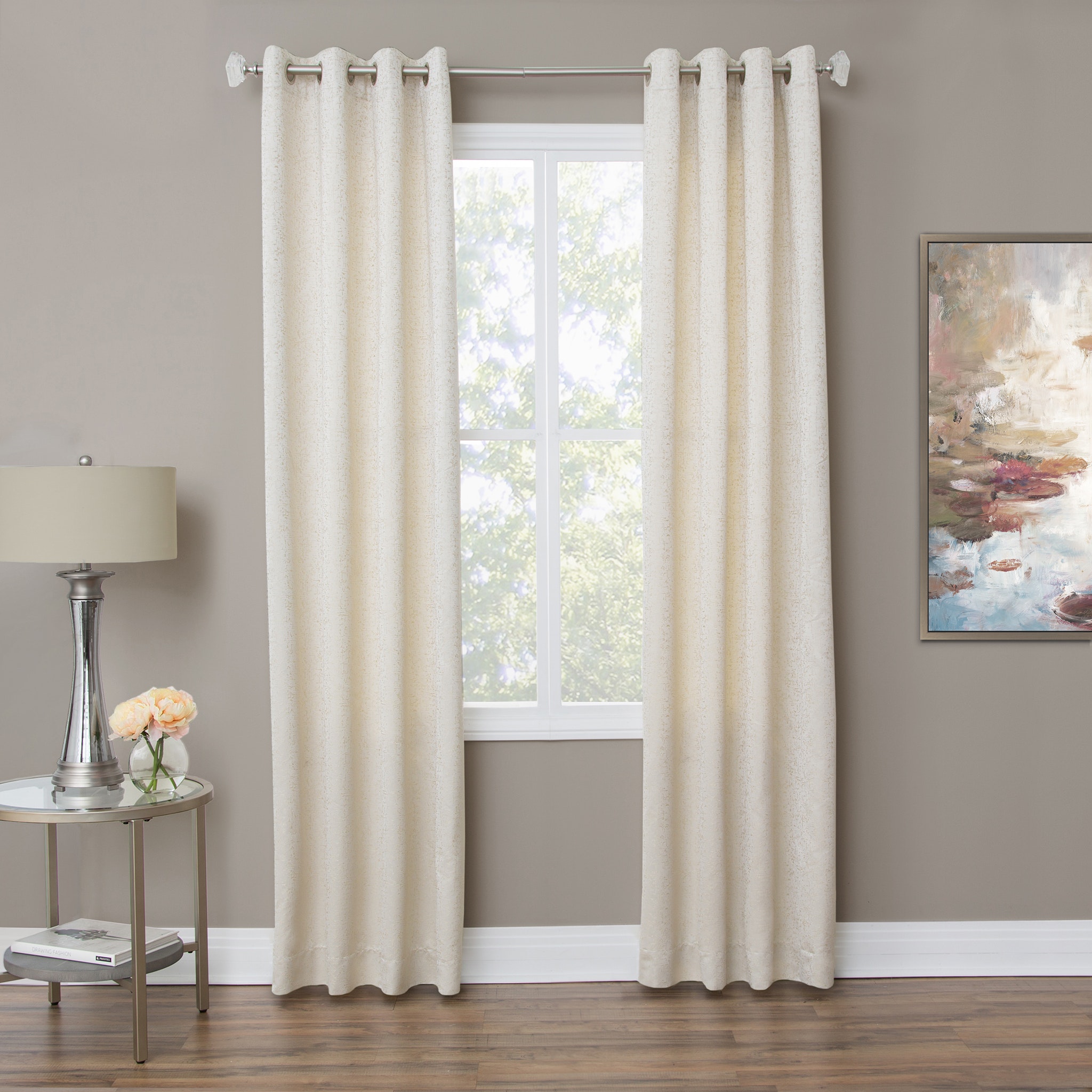 Michael Amini Aspen - 50x84 Grommet Top Panel Weighted Corners Window Treatment - Champagne BDR-GT5084-ASPN-CMP