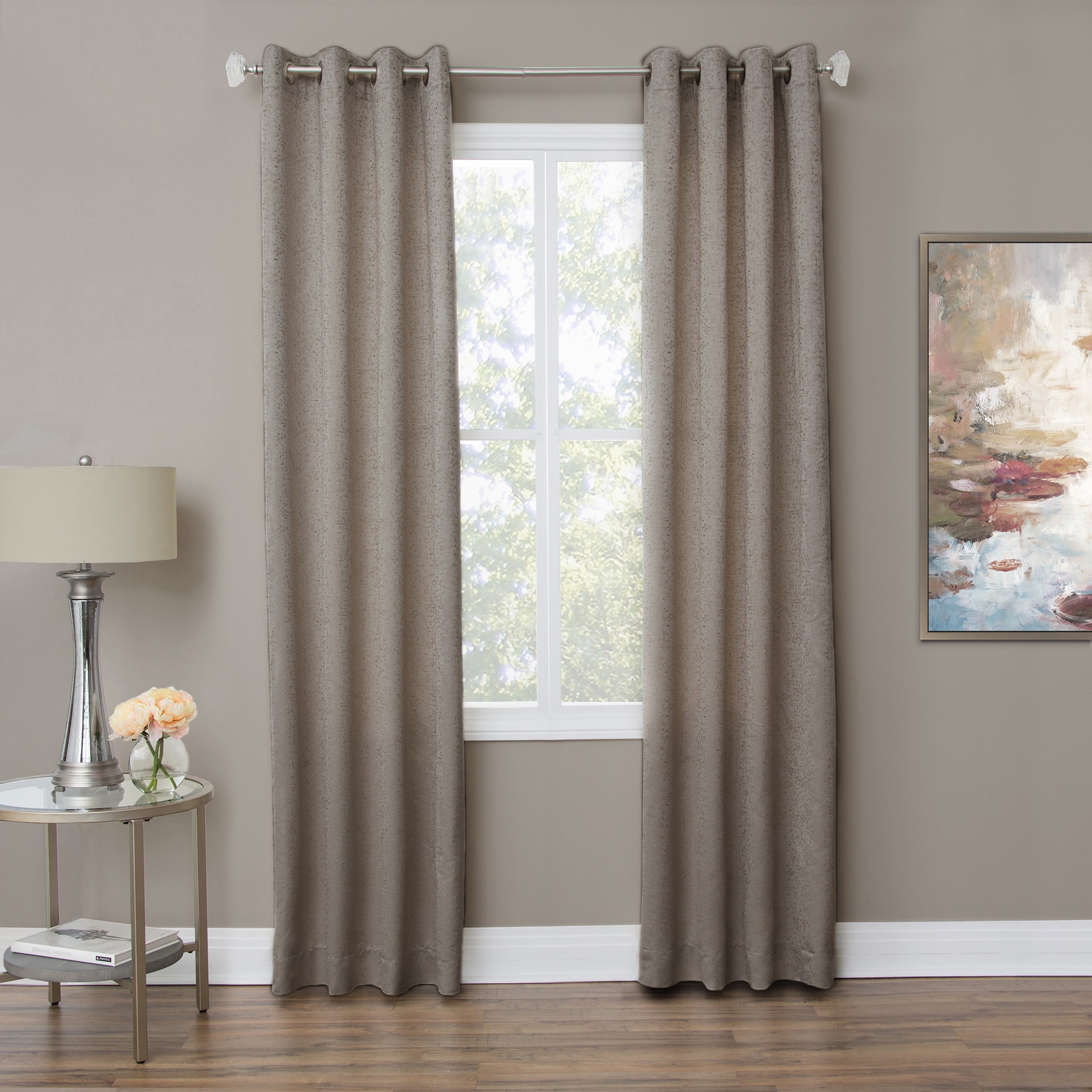 Michael Amini Aspen - 50x84 Grommet Top Panel Weighted Corners Window Treatment - Taupe BDR-GT5084-ASPN-TUP