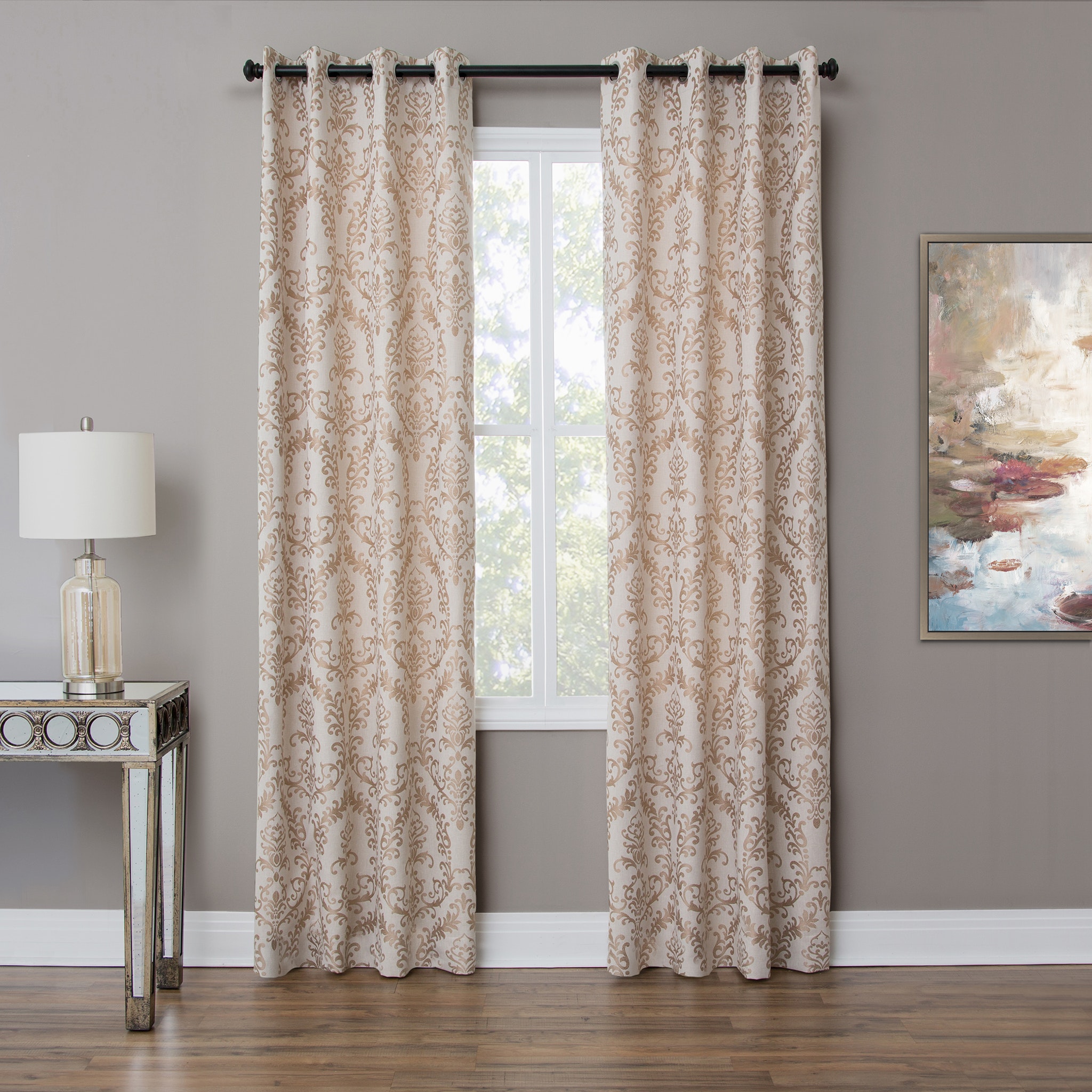 Michael Amini Atchinson - 50x84 Grommet Top Panel Weighted Corners Window Treatment - Gold BDR-GT5084-ATCH-GLD