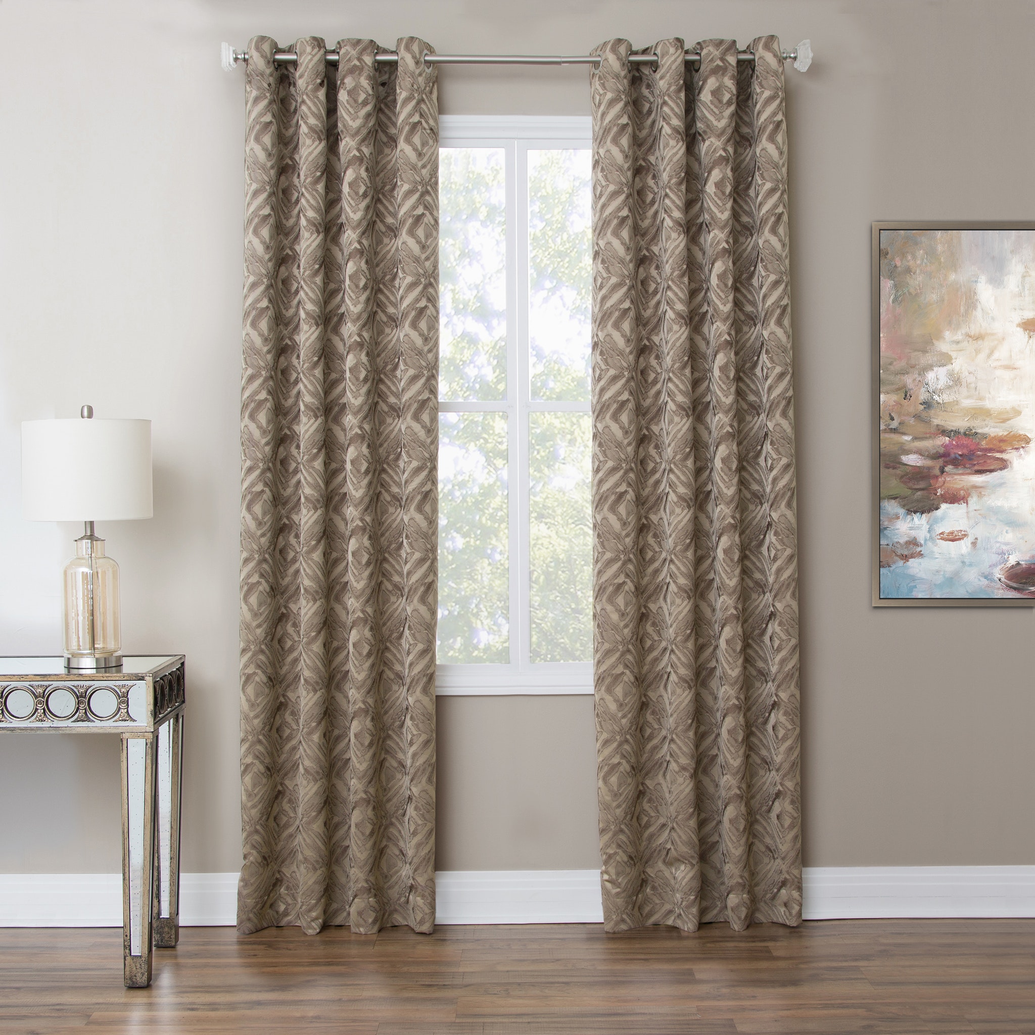 Michael Amini Batavia - 50x96 Grommet Top Panel Weighted Corners Window Treatment - Maple BDR-GT5096-BTVA-MPL