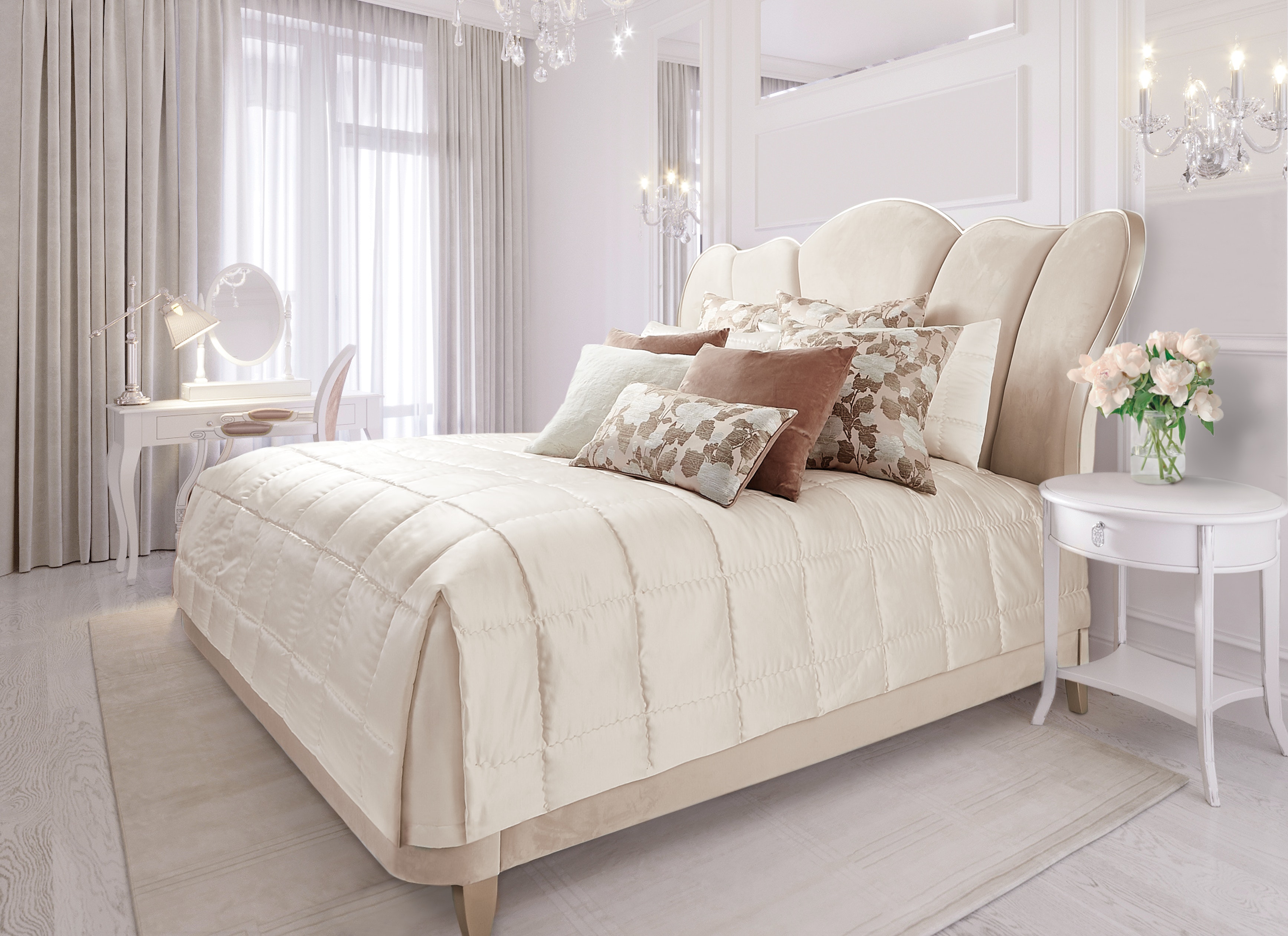 Michael Amini 9 piece Queen Comforter Set - Ivory BCS-QS09-BLAIR-IVY