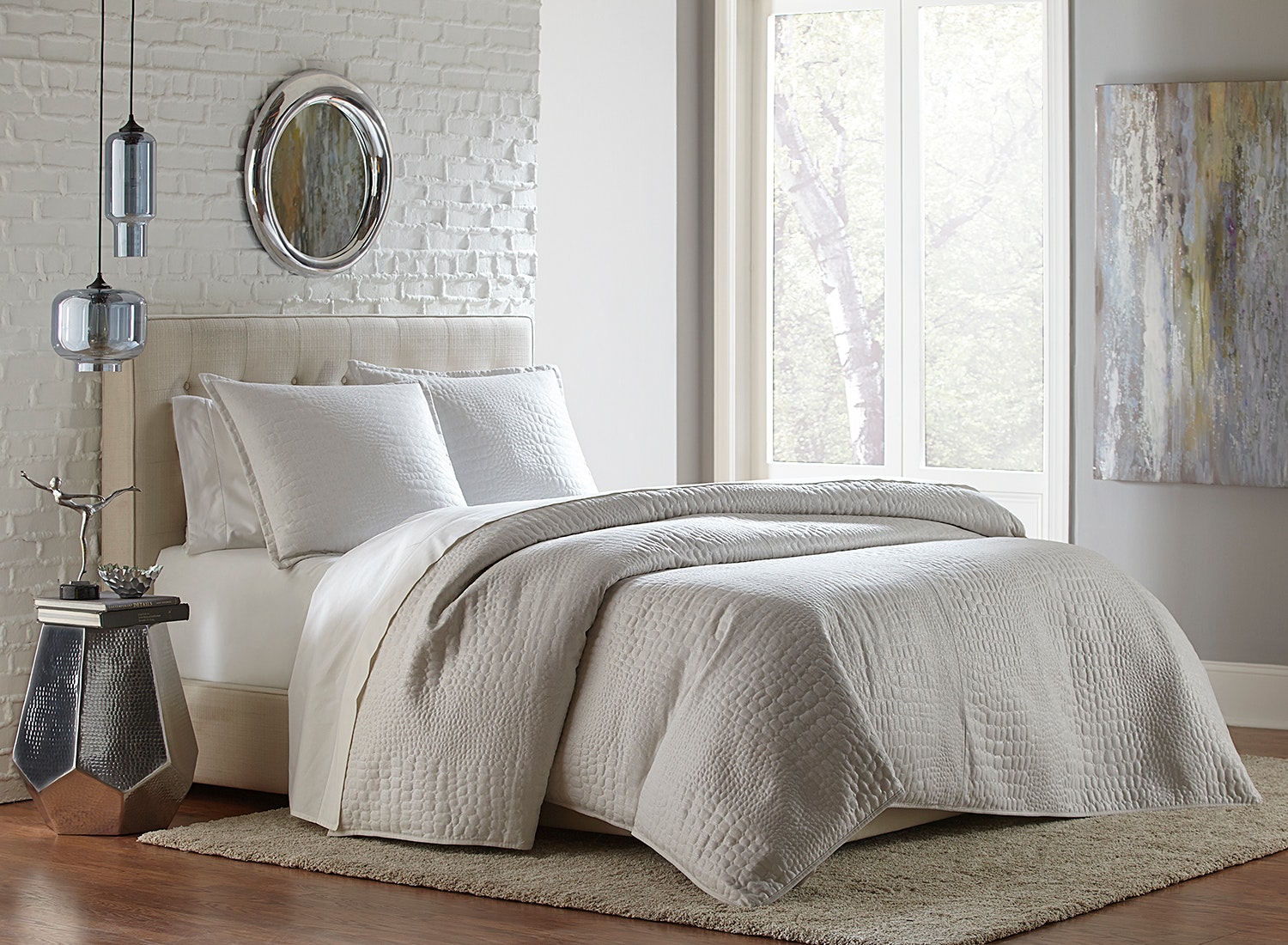 Michael Amini Coverlet/Duvet Set - 3-Piece Queen - White BCS-QD03-BRLIN-WHT