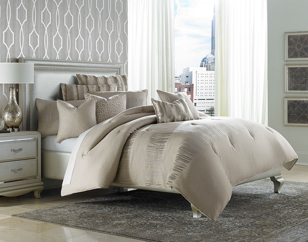 Michael Amini Comforter Set - 9-Piece Queen - Neutral BCS-QS09-CAPVA-NUTR