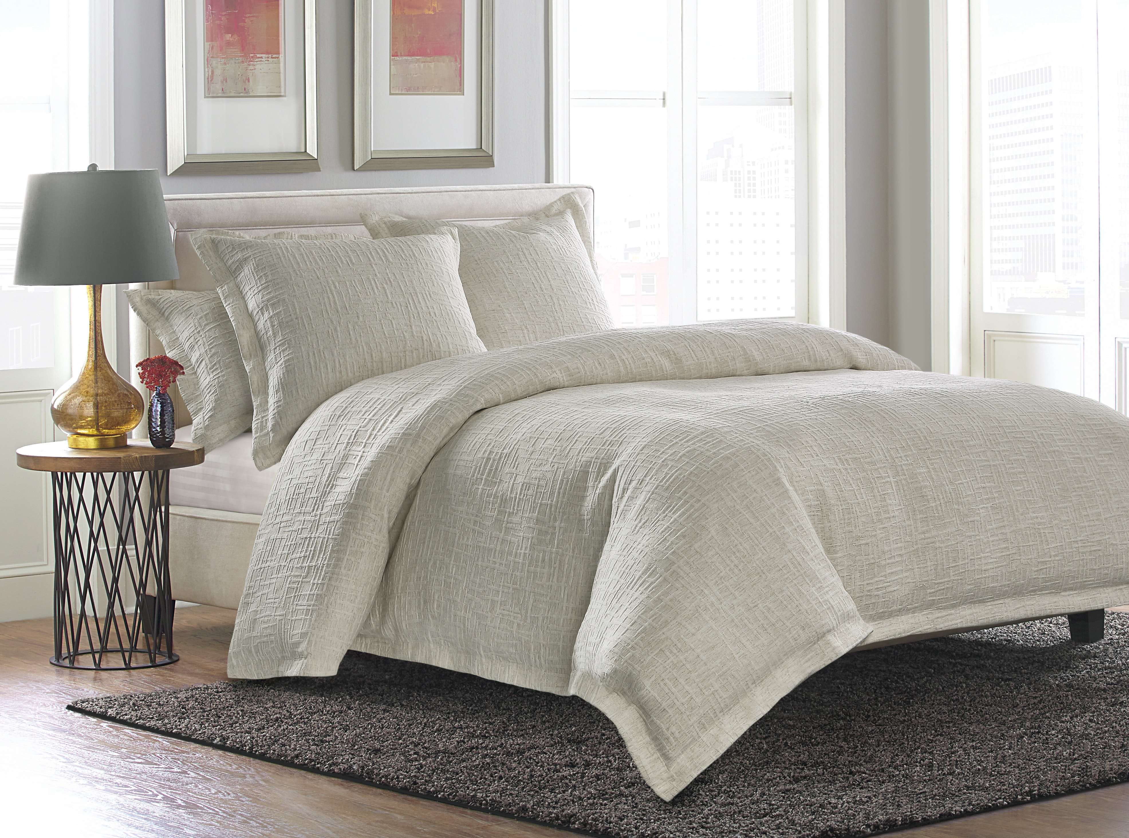 Michael Amini Duvet Set - 6-Piece King - Natural BCS-KD06-HILTN-NAT