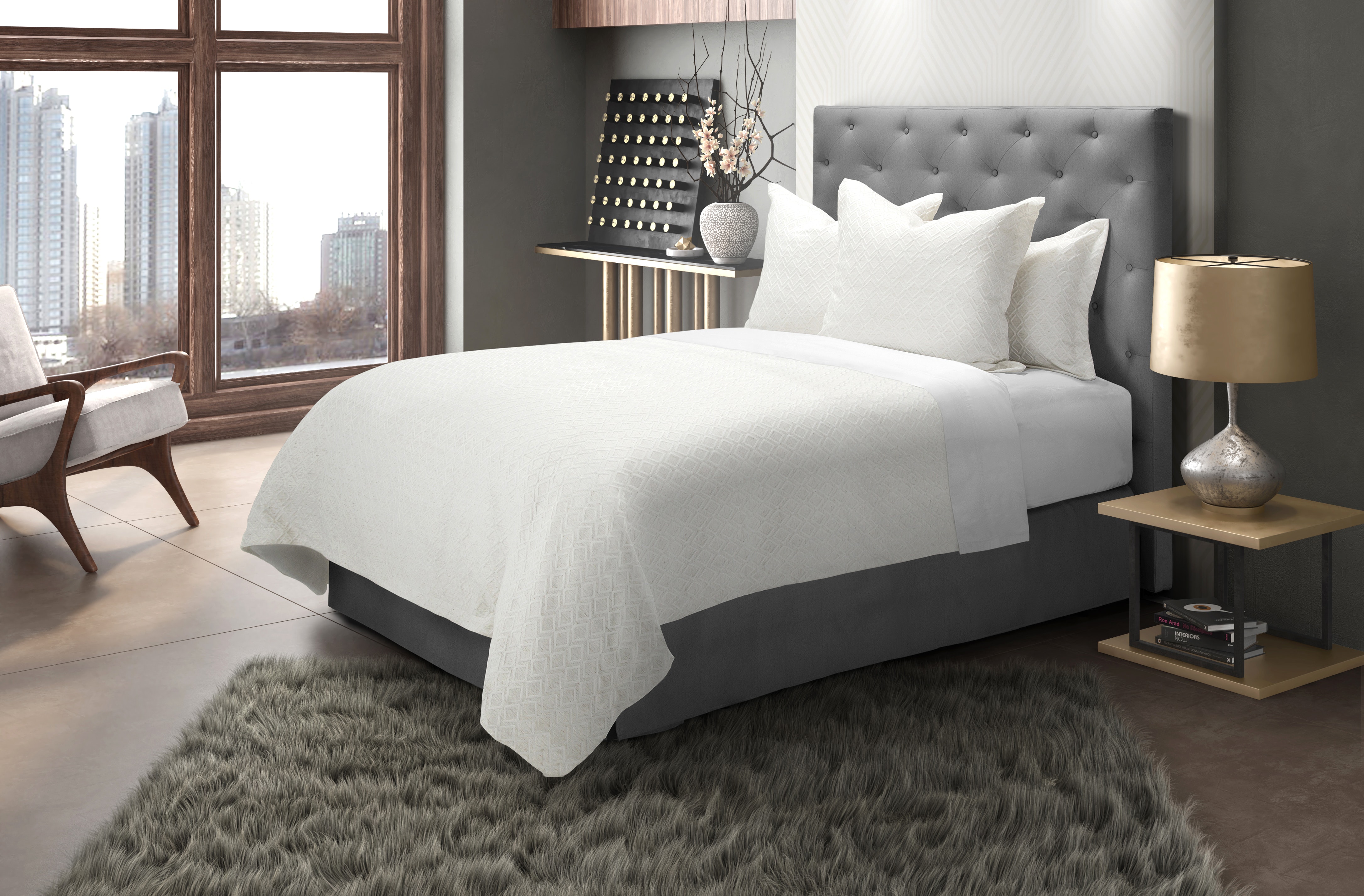 Michael Amini Duvet Set - 6-Piece King - Natural BCS-KD06-KRSTL-NAT
