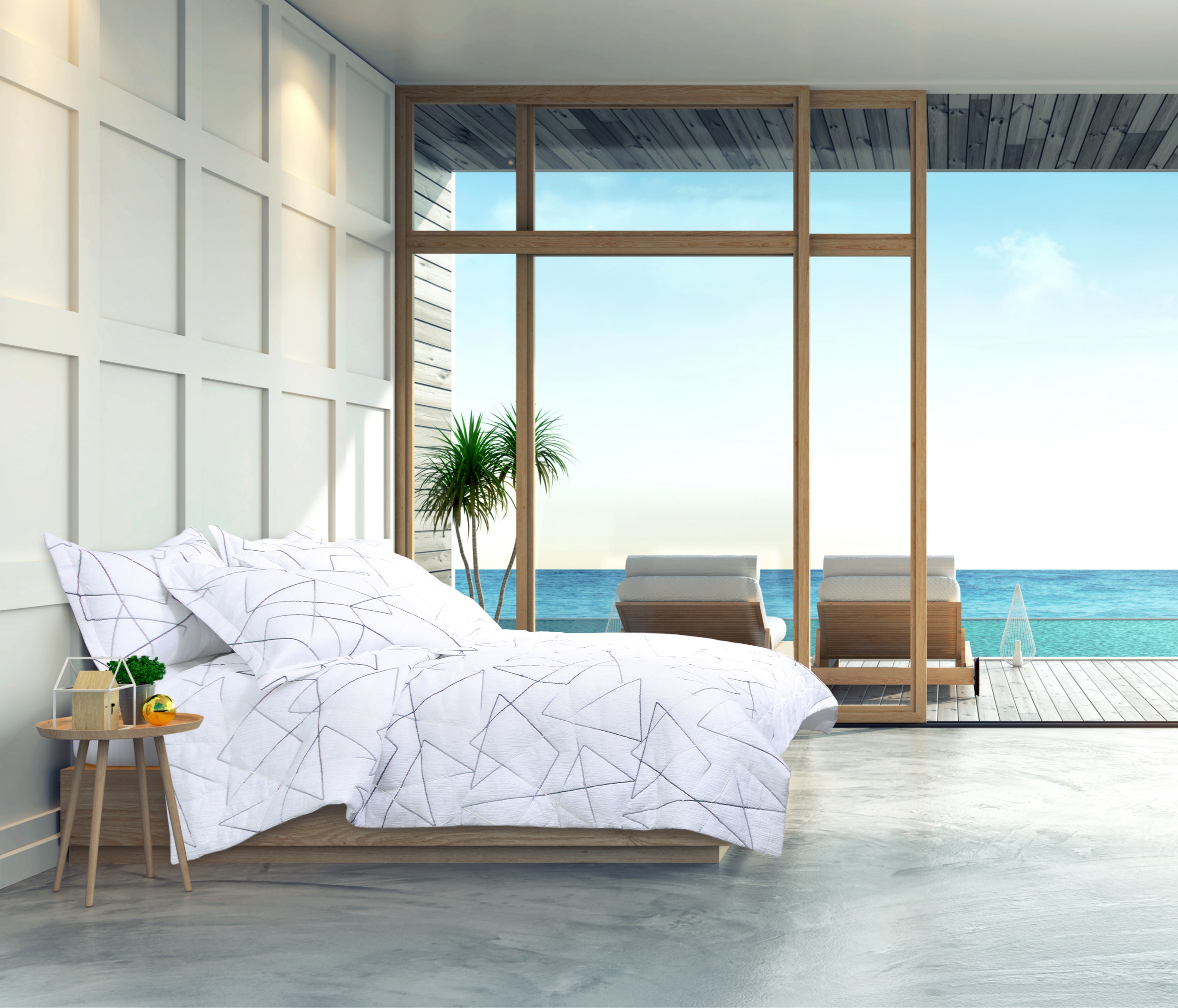 Michael Amini Comforter Set - 6-Piece King - White BCS-KS06-LENOX-WHT