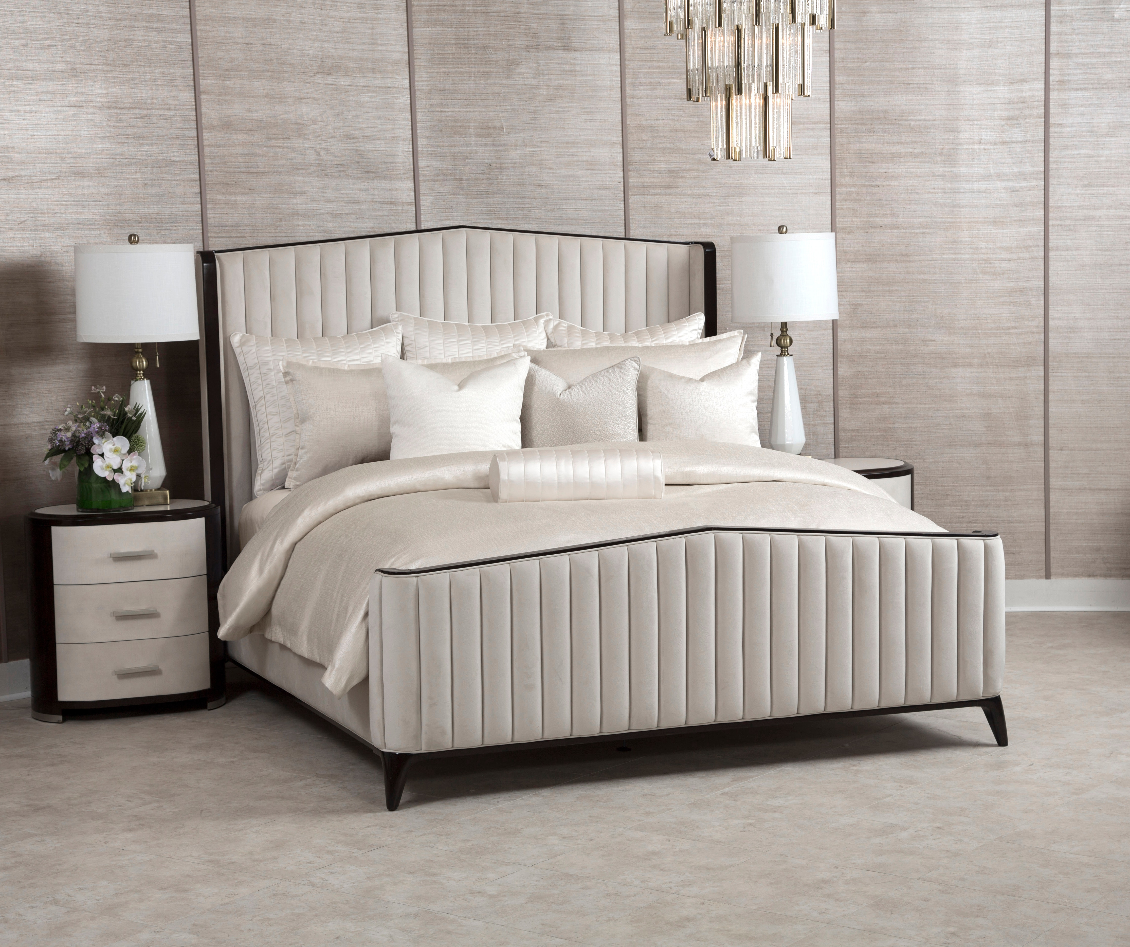 Michael Amini Comforter Set - 10-Piece King - Ivory BCS-KS10-OLIVR-IVY