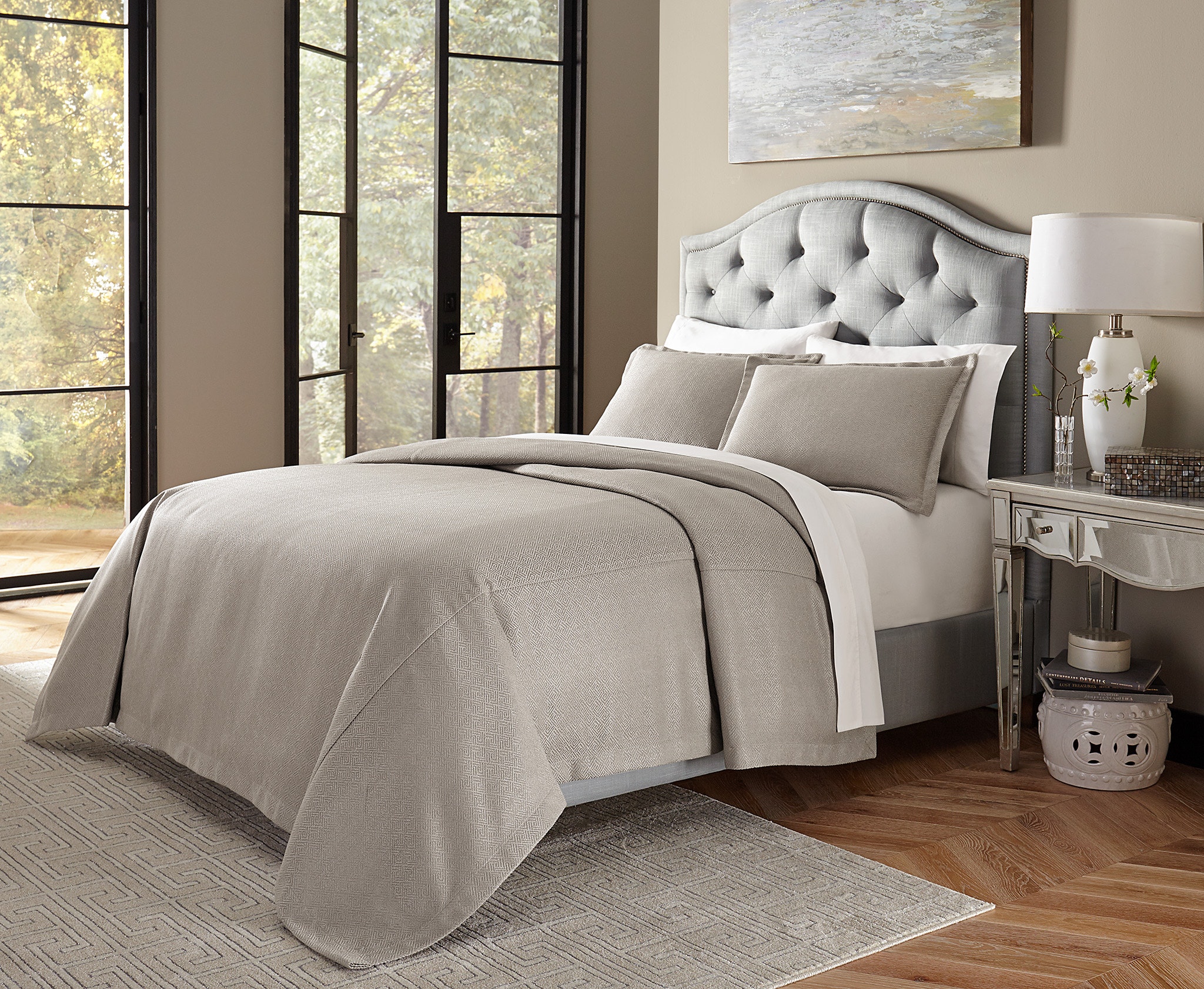 Michael Amini 3-Piece Bed Throw Set - Queen - Gray BCS-QBT3-PORLN-GRY